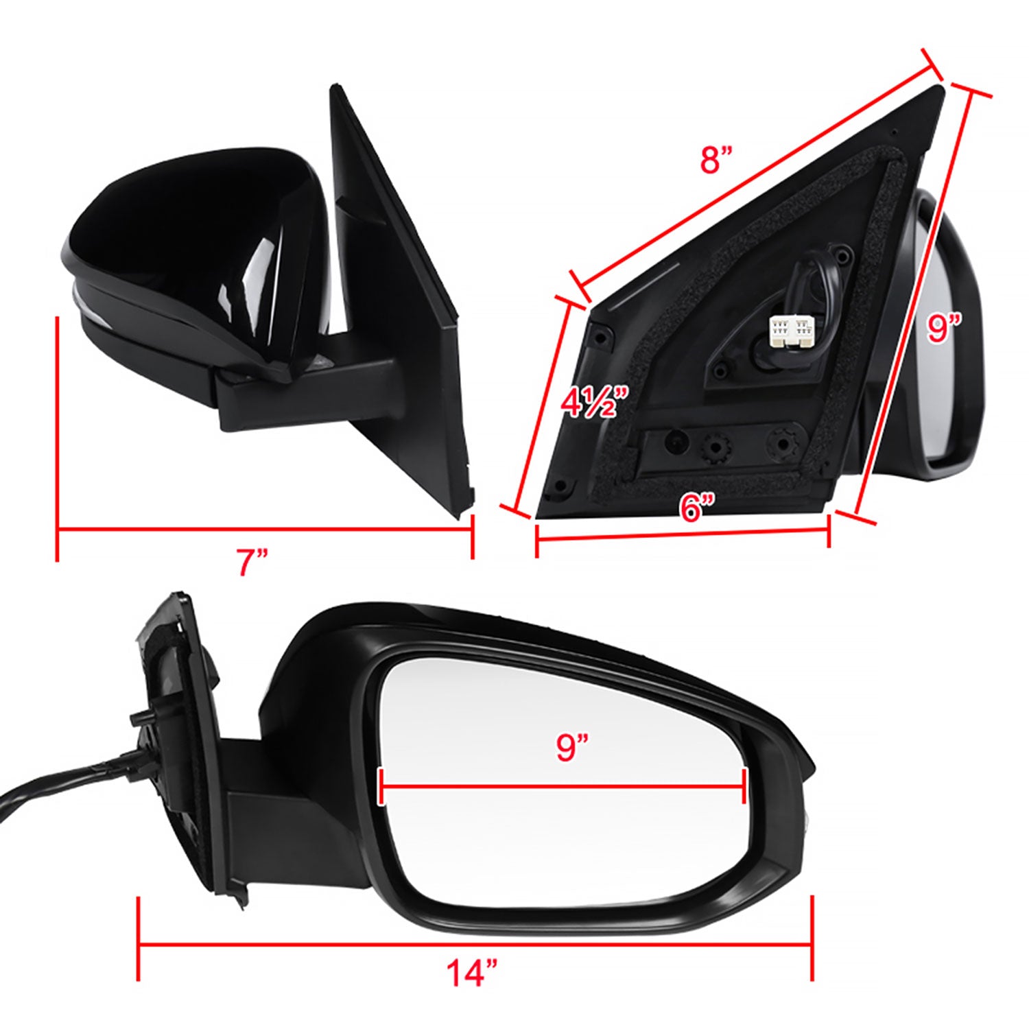 2013-2015 Toyota RAV4 Glossy Black 9Pin Auto-Fold&Heated Side Mirror Passenger