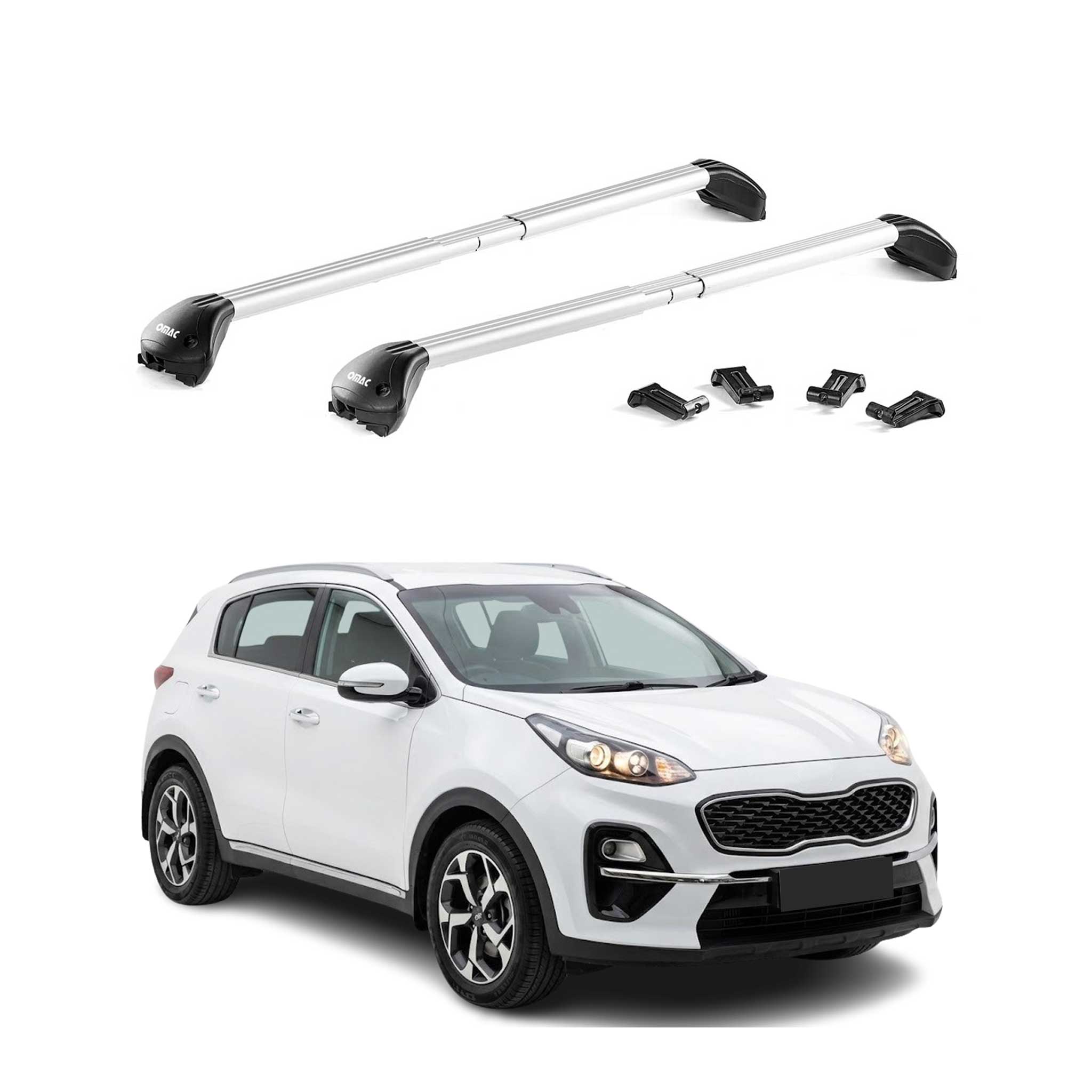 Roof Rack Cross Bars Luggage Carrier for Kia Sportage 4.gen 2017-2022 Silver 2x