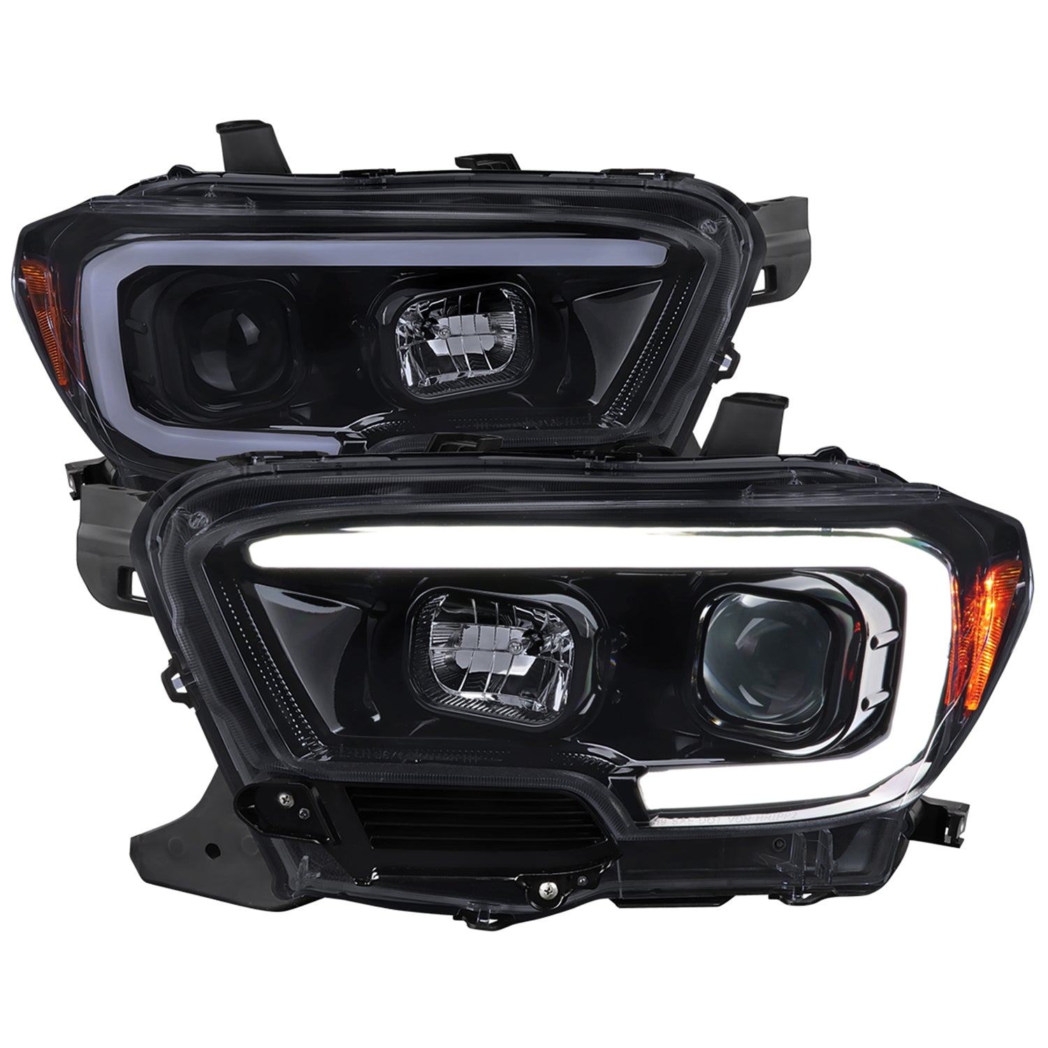 2016-2023 Toyota Tacoma Switchback LED C-Bar Projector Headlights Black/Smoke