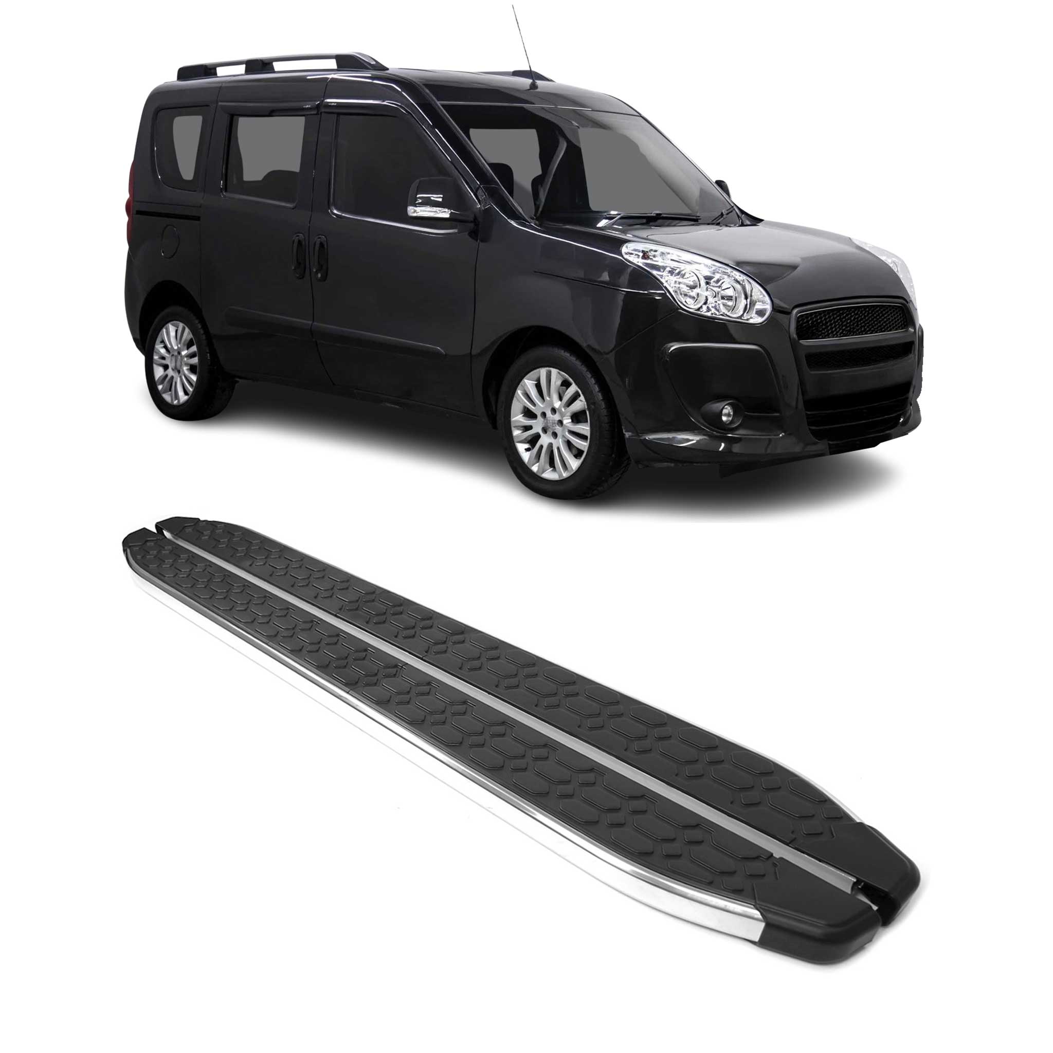 2015-2022 RAM ProMaster City Running Boards Side Steps Silver & Black