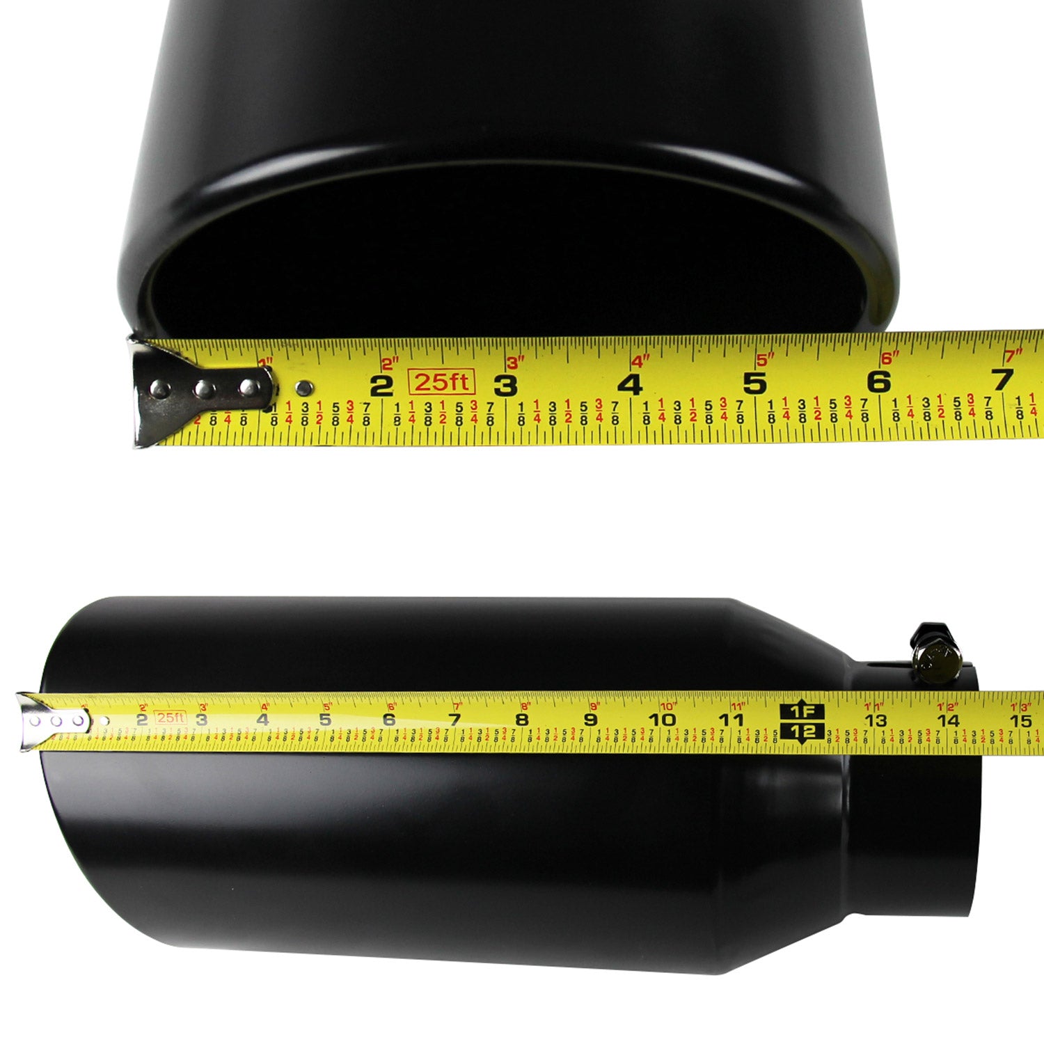 Universal 4" Inlet/6" Outlet Black Stainless Steel Bolt-On Angled Exhaust Tip