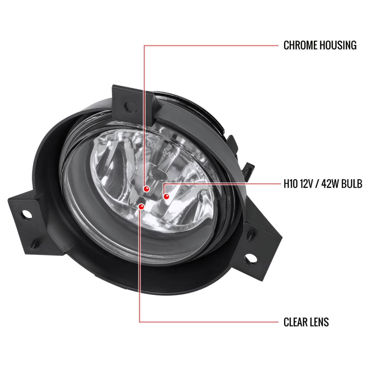 2001-2003 Ford Ranger H10 Fog Lights Chrome Housing/Clear Lens