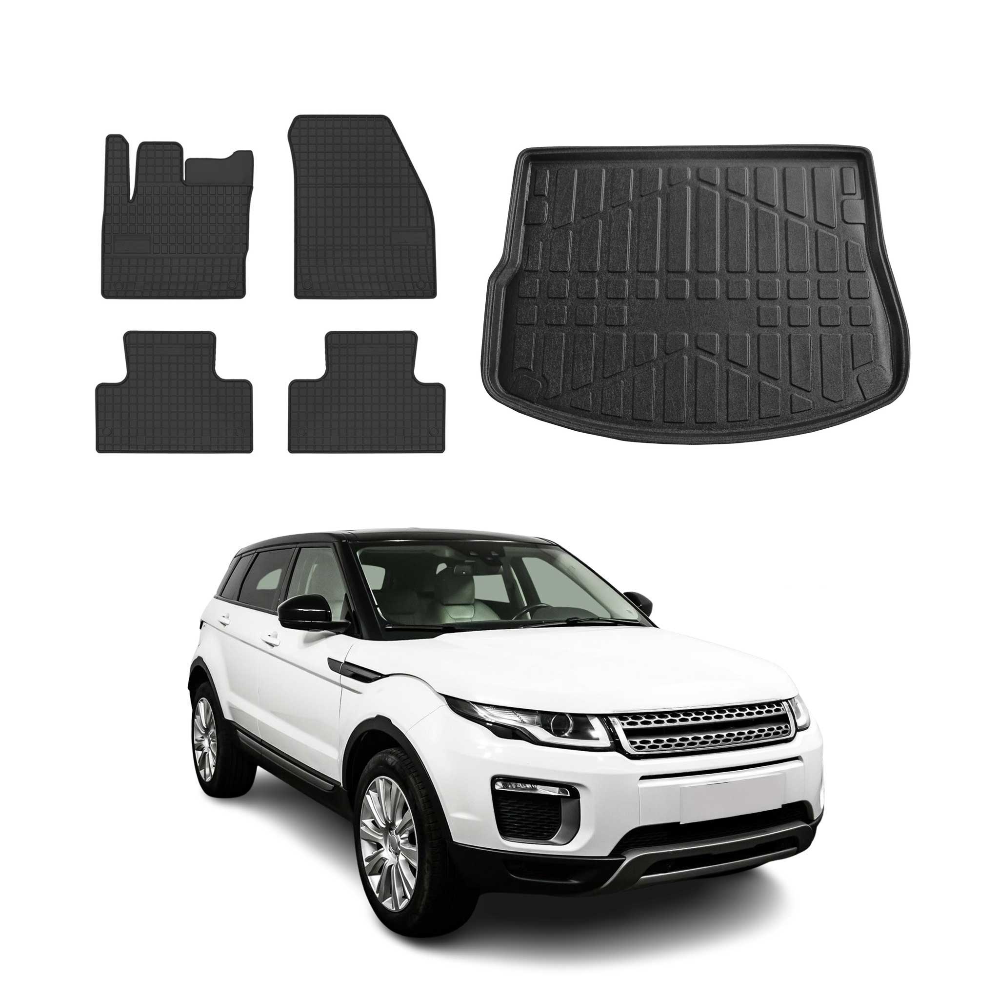 2012-2019 Land Rover Range Rover Evoque Floor Mats & Cargo Liner Full Set All Weather Black