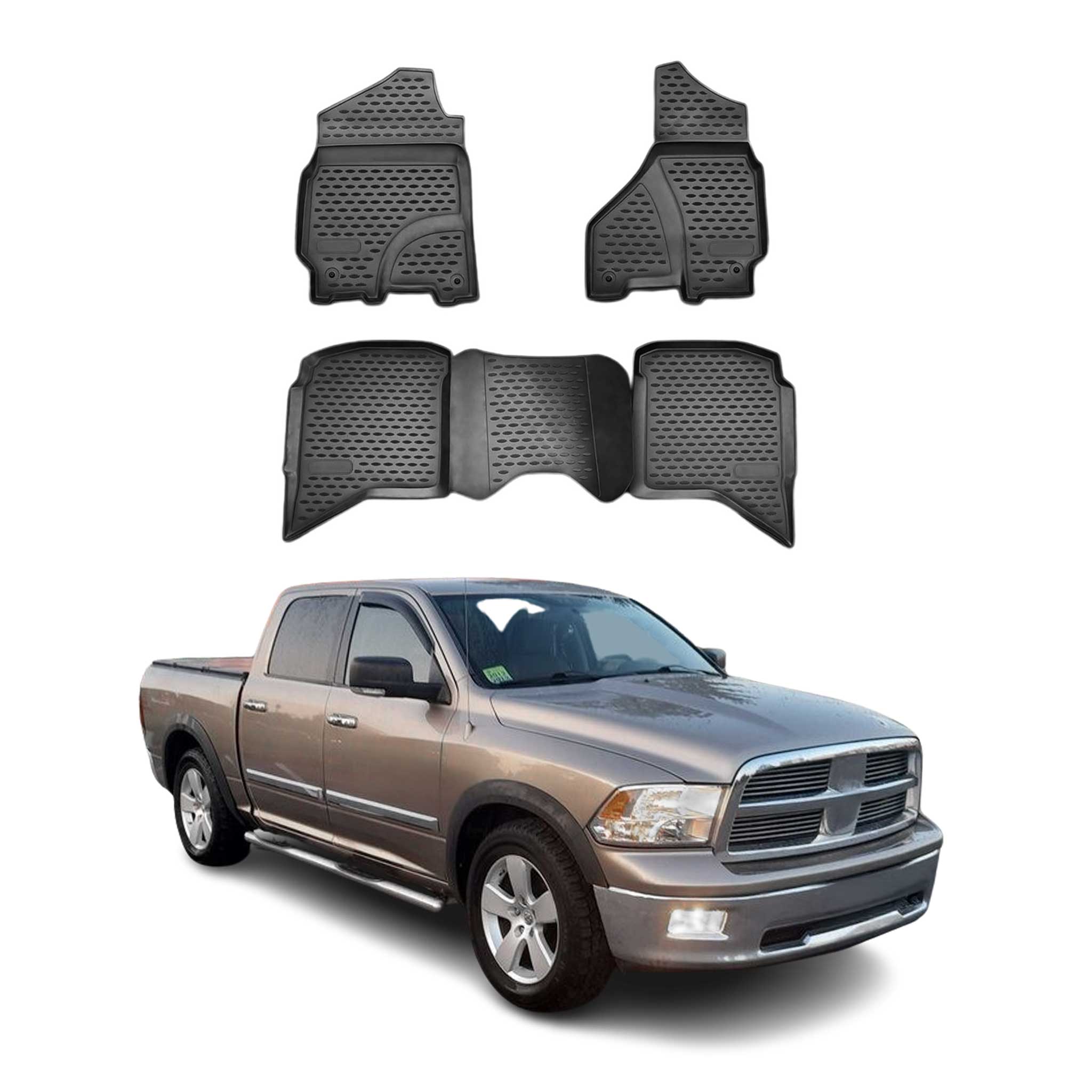 2009-2018 RAM 1500 Crew Cab Floor Mats Liners Full Set All Weather Black