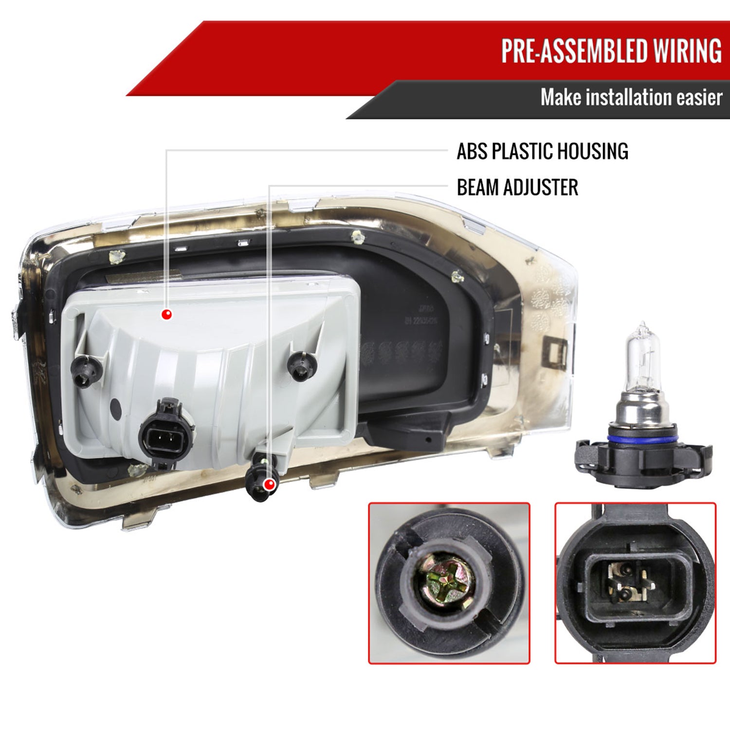 2015-2018 GMC Yukon/Yukon XL Bumper Fog Lights Kit Chrome Housing/Clear Lens