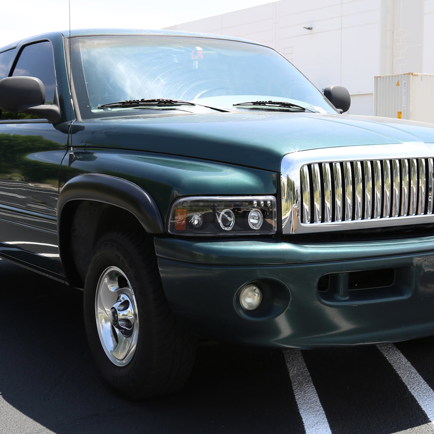 1994-2001 Dodge RAM Dual Halo Projector Headlights Matte Black/Clear Lens