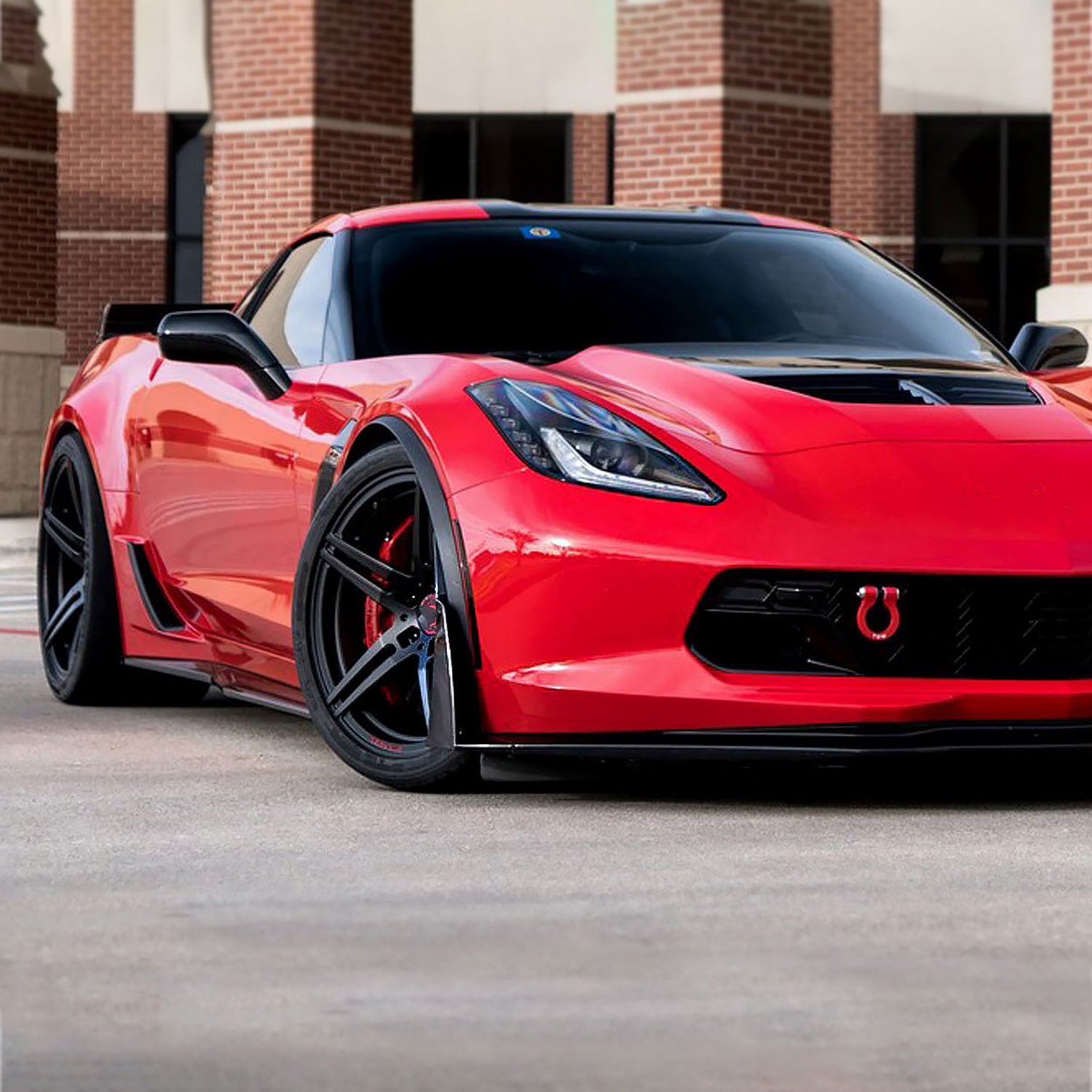 2014-2019 Chevrolet Corvette C7 Black 2PC Front Bumper Canards Spats Cover