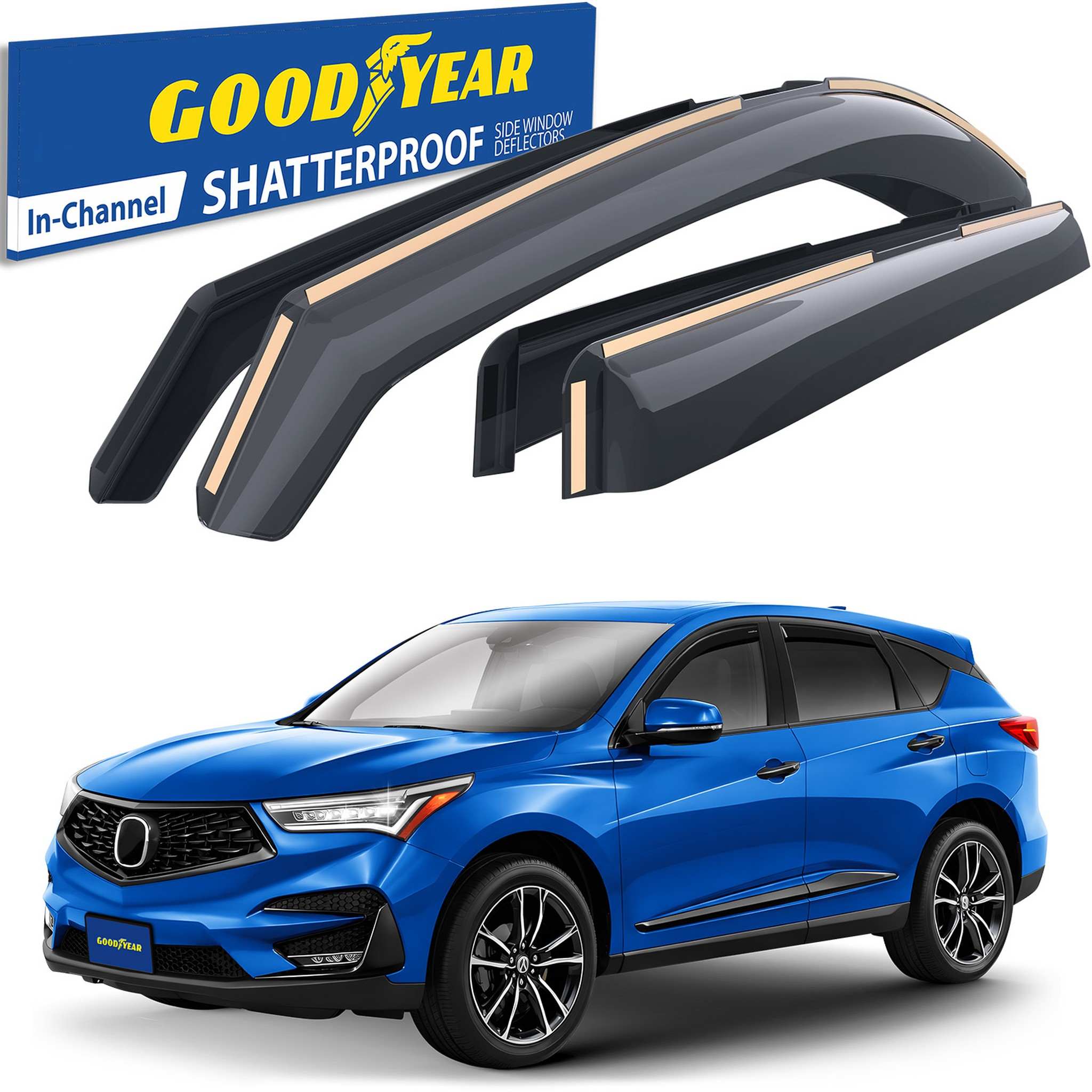 Goodyear Wind Deflectors for Acura RDX 2019-2026 In-channel Premium Smoke 4Pcs