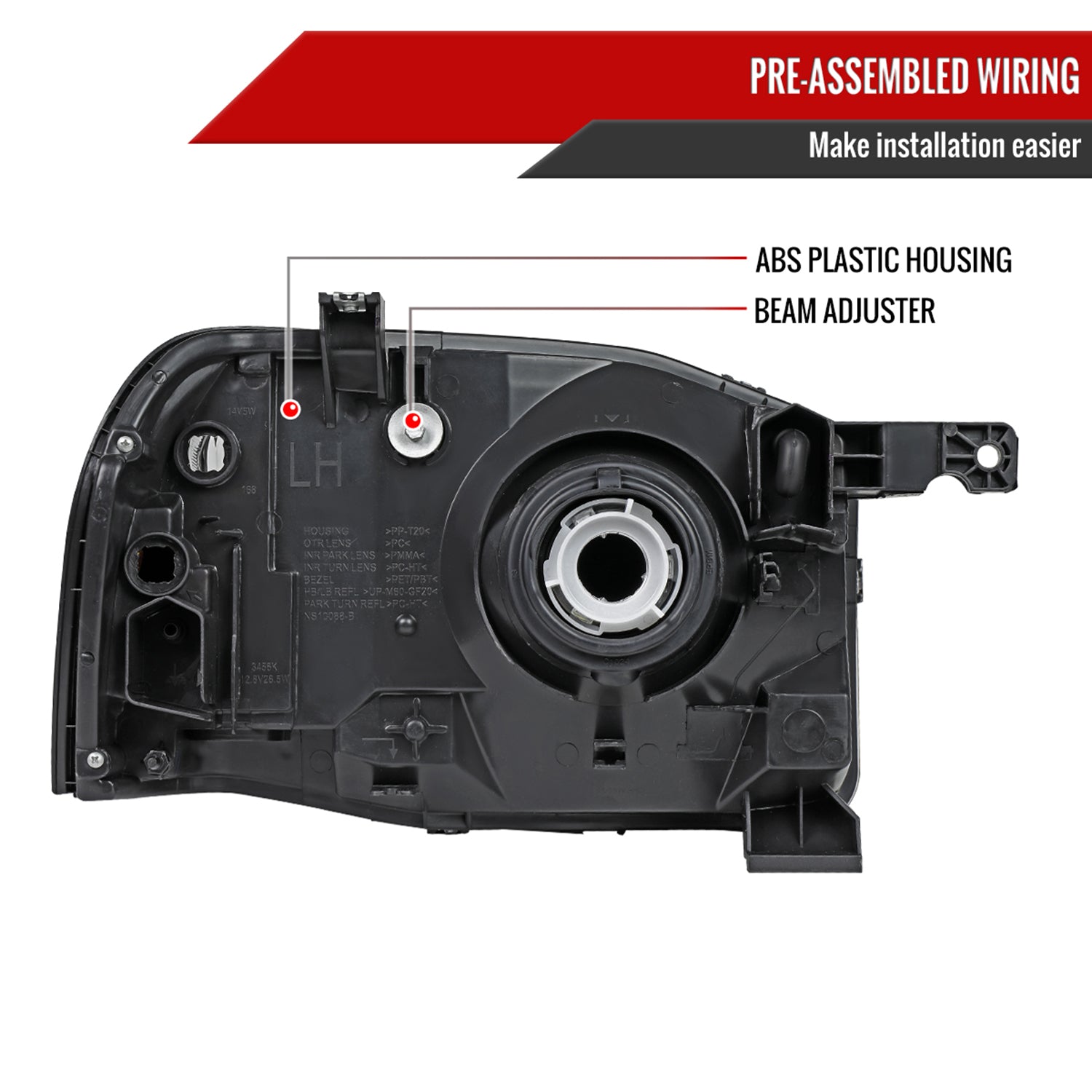 2001-2004 Nissan Frontier XE Factory Style Headlights Matte Black/Clear Lens