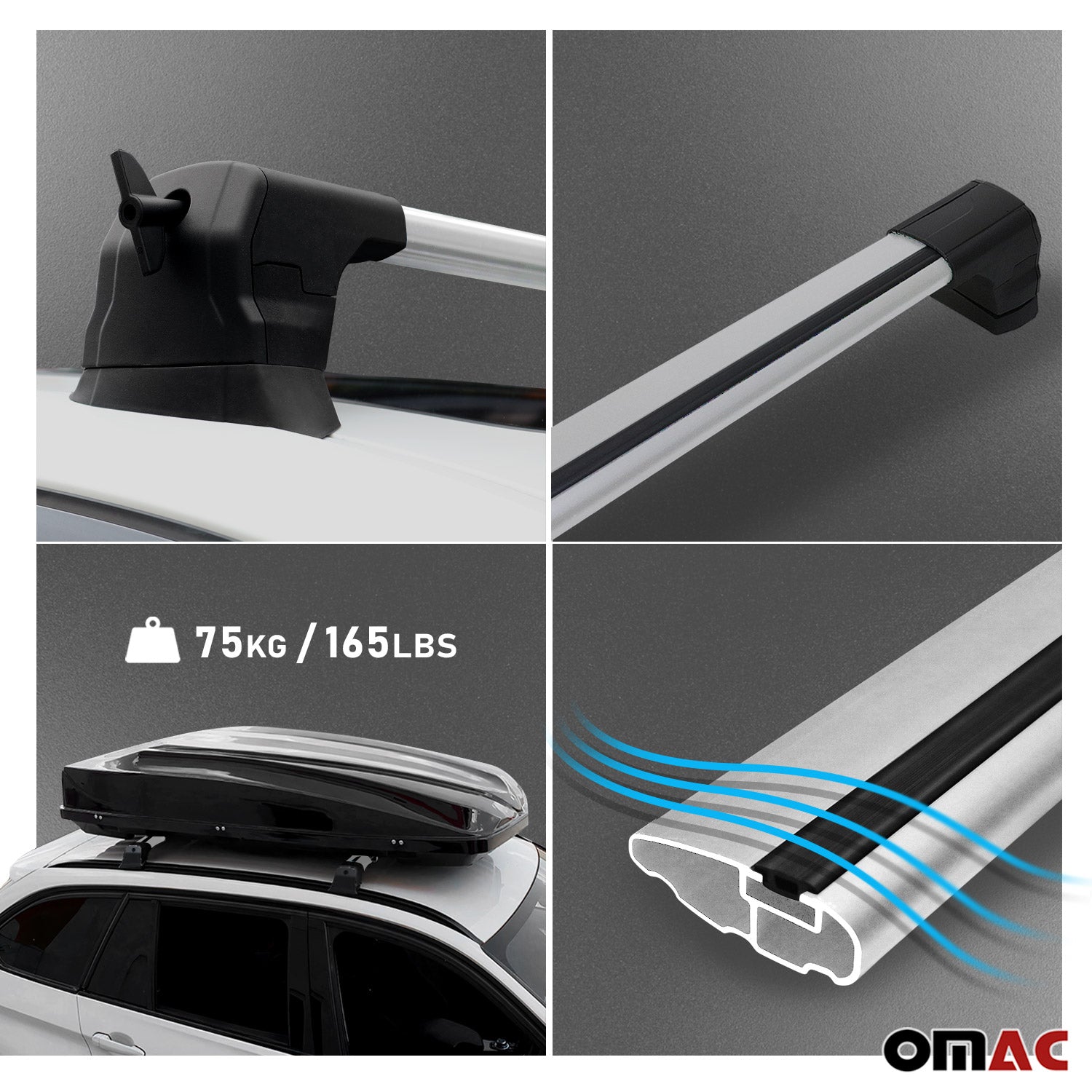 Fix Points Roof Racks Cross Bar Carrier for Mazda5 2006-2017 Alu Gray 2x