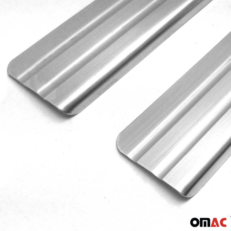 2000-2024 GMC Sierra 1500 Door Sill Scuff Plate Scratch Protector Exclusive Steel Silver 4Pcs