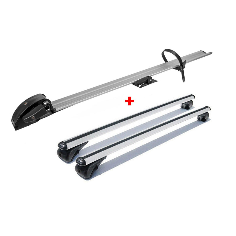 Cross Bar Pro Bike Carrier Set Roof Rail Mount Rack Luggage Aluminum 50" Silver