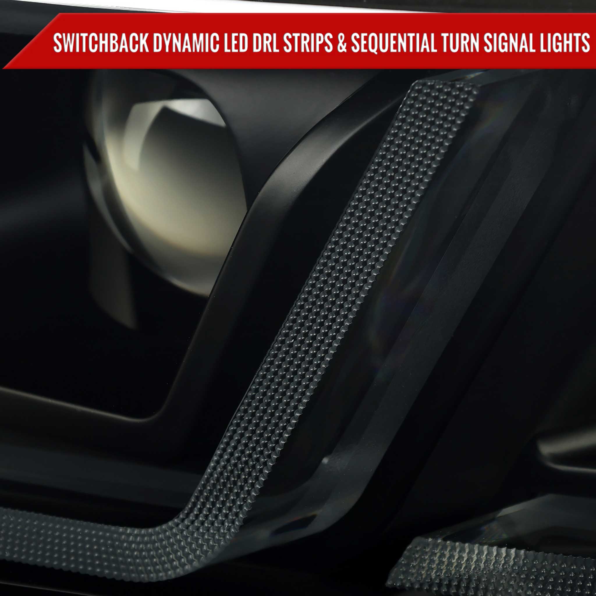 For Chevrolet Impala 2014-2020 LED DRL Sequential Project Headlights Black Housing Smoked Lens