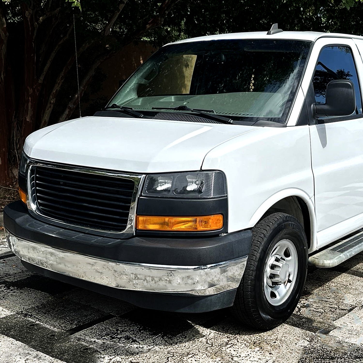 2003-2023 Chevy Express/GMC Savana Factory Headlights Amber Bumper Lamp Black