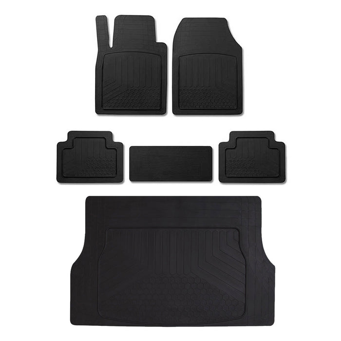 Trimmable Floor Mats & Cargo Liner Waterproof for Mitsubishi Rubber Black 6 Pcs
