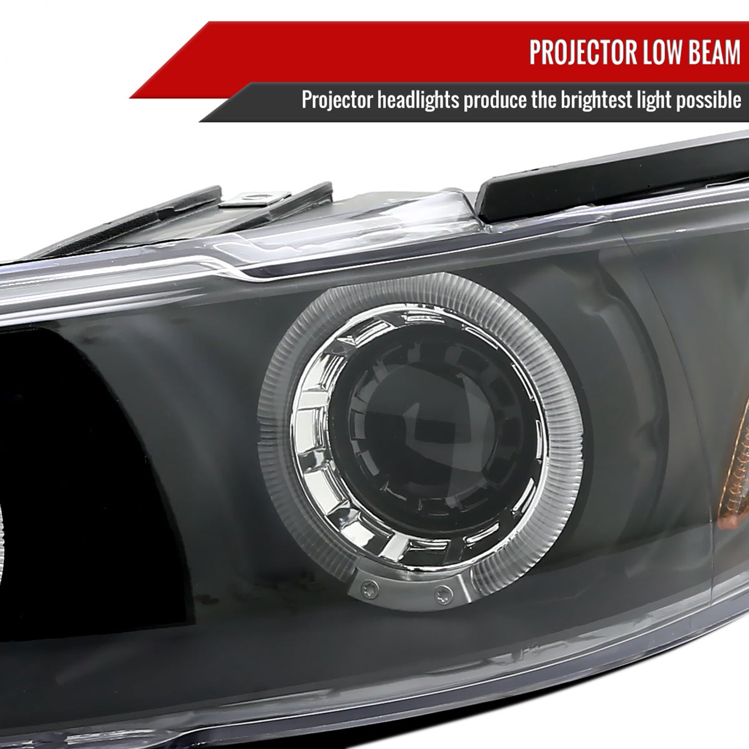 1997-2003 Pontiac Grand Prix Dual Halo Projector Headlights Matte Black/Clear