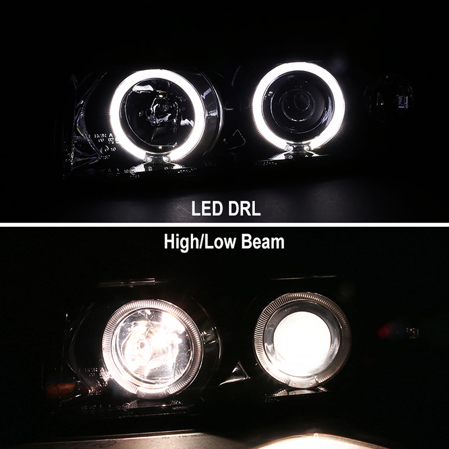 1992-1998 BMW E36 3 Series Coupe/Sedan Dual Halo Projector Headlights Smoke