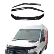 2019-2025 Mercedes Sprinter W907 910 Bug Shield Deflector & Window Visor Kit 3Pcs Smoke