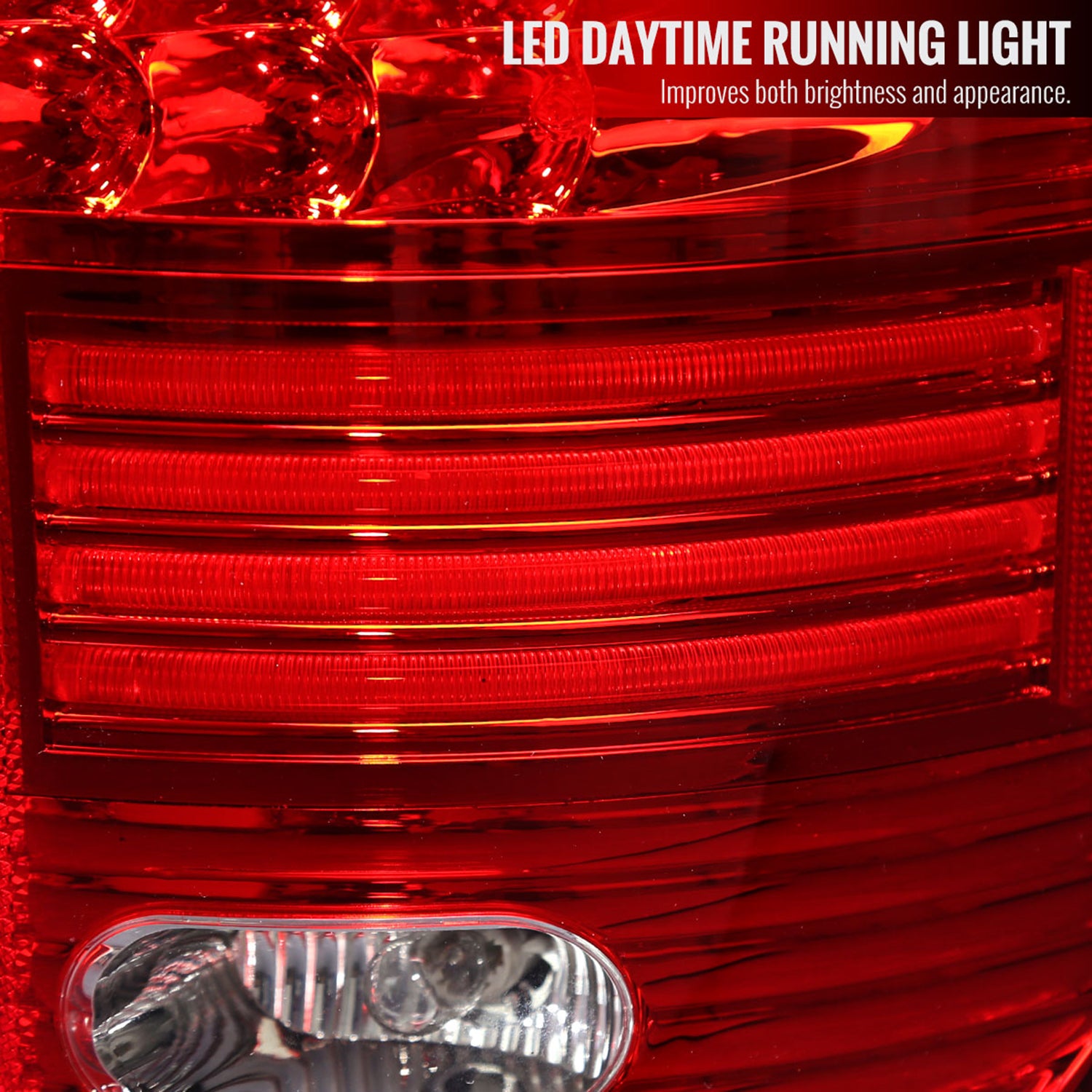 2002-2006 Dodge RAM V2 LED Tail Lights Chrome Housing/Red Clear Lens
