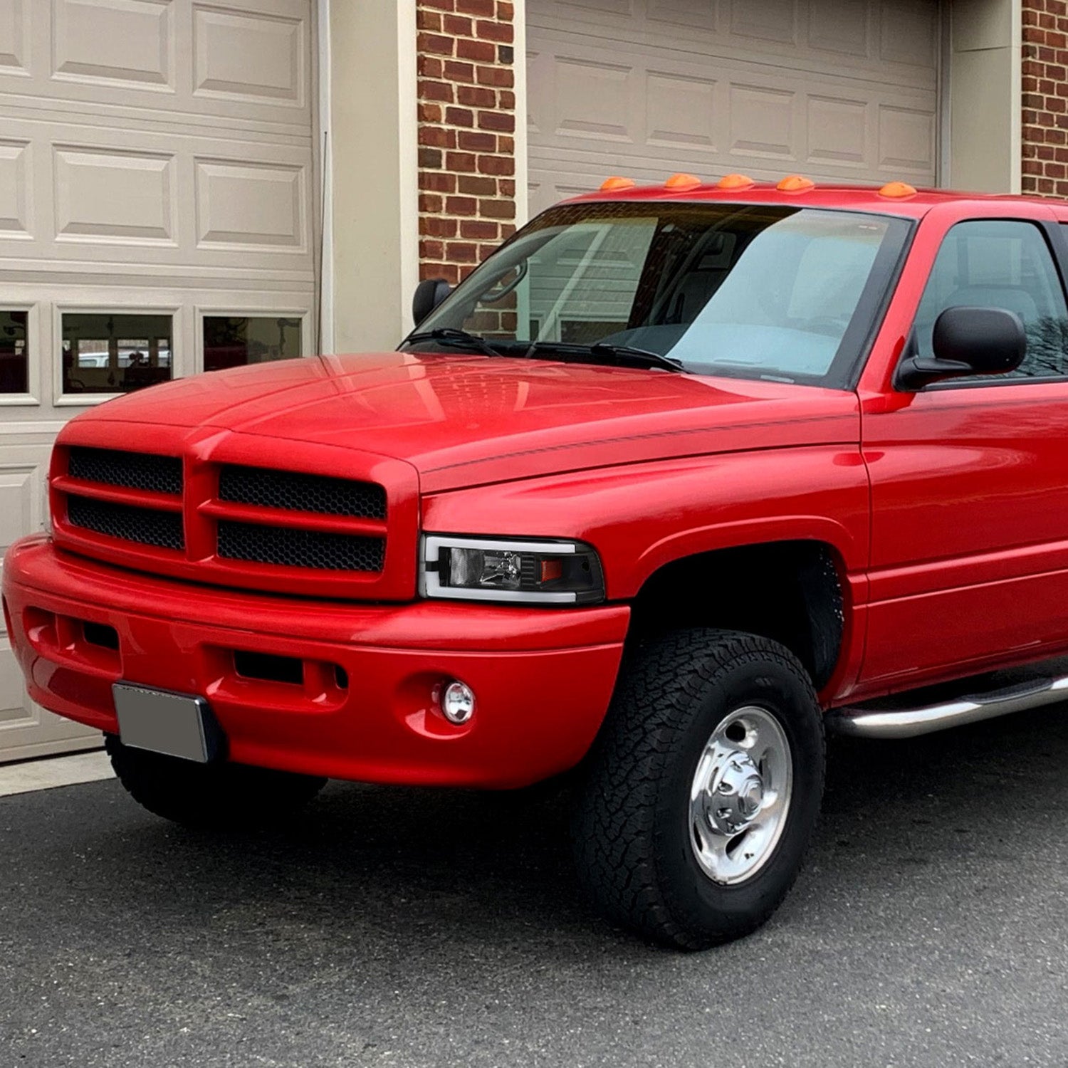 1994-2001 Dodge RAM 1500/2500/3500 Dual LED Bar Factory Headlights Black Amber