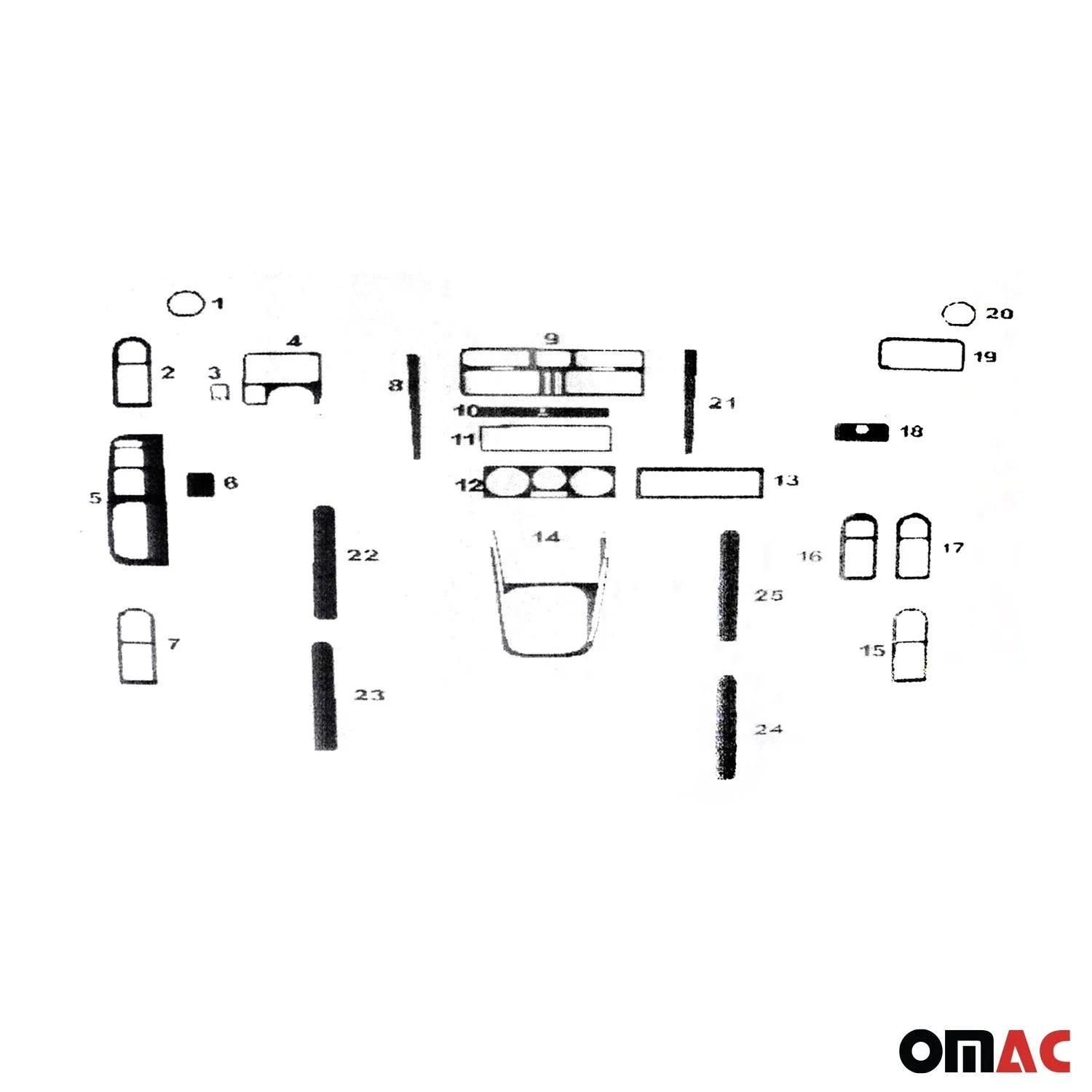 2000-2005 VW Jetta A4 Aluminium Look Dashboard Console Trim Kit 25 Pcs