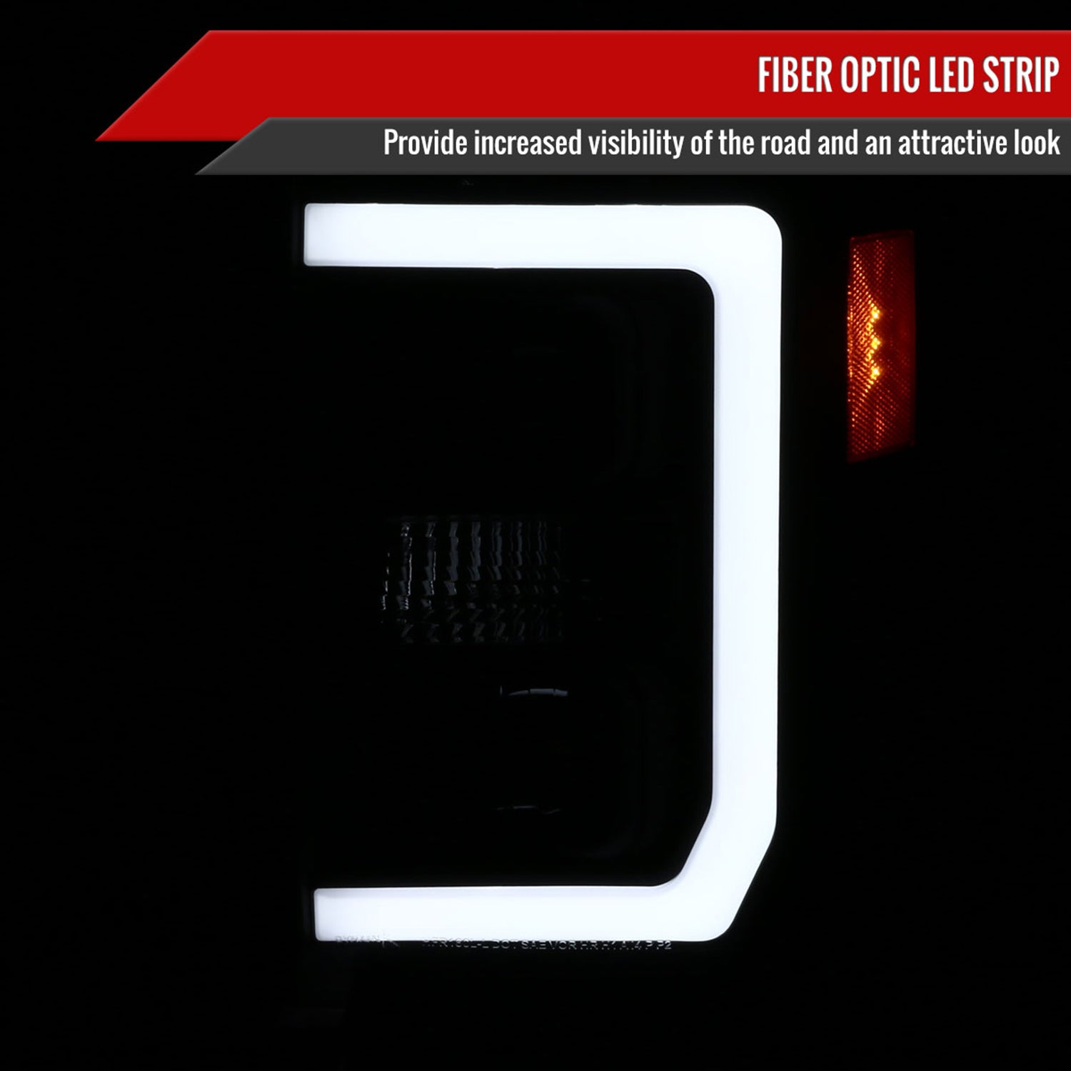 2008-2010 Ford F-250 F350 F-450 LED C-Bar Projector Headlight Matt Black/Clear