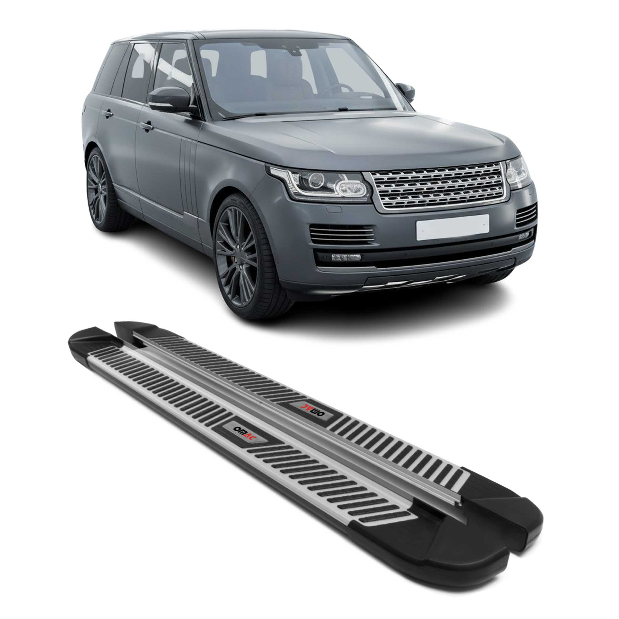 2012-2022 Land Rover Range Rover Vogue Running Boards Side Steps Silver & Black