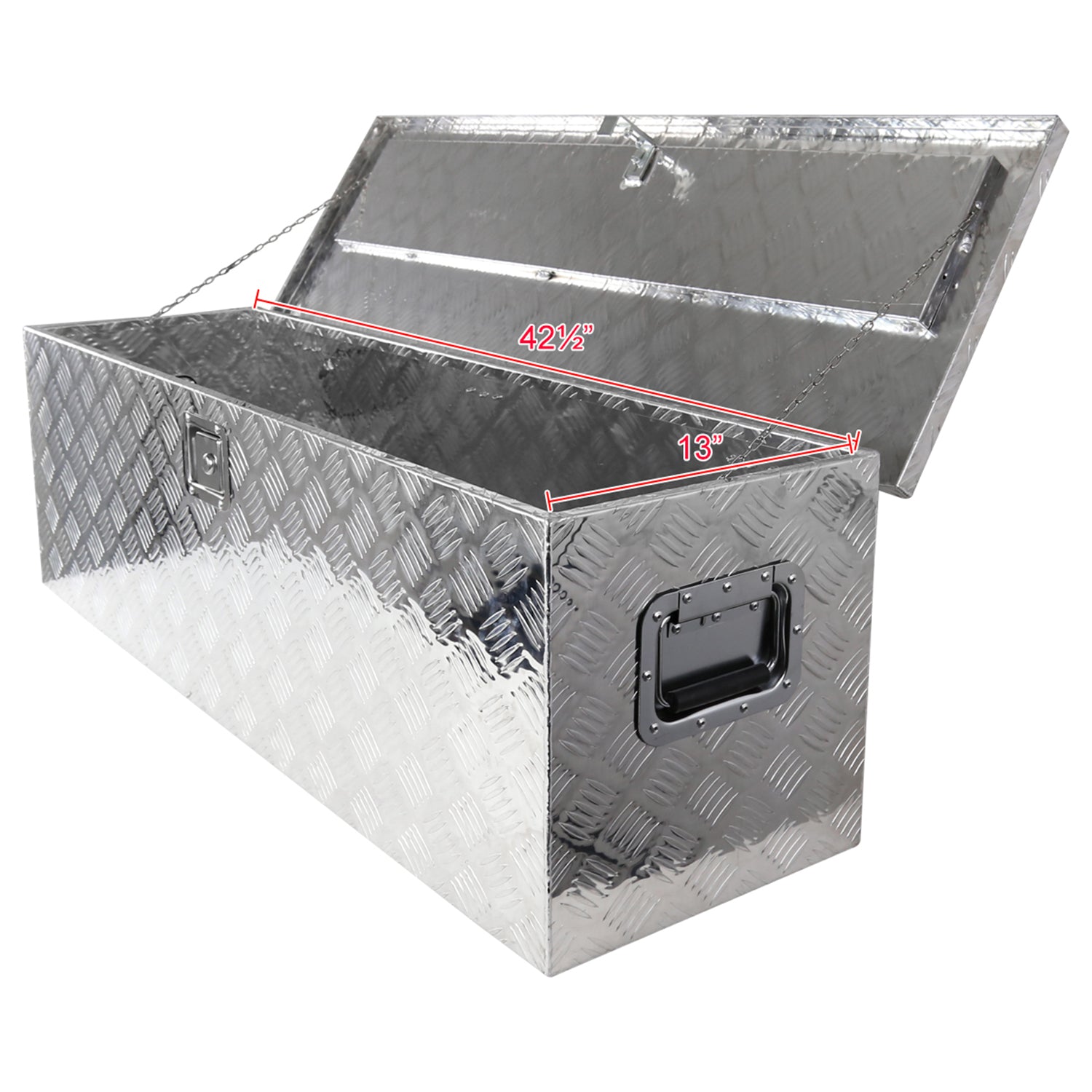 Universal 44" Heavy Duty Silver Alu Truck Tool Box w/ Side Handles Lock & Keys