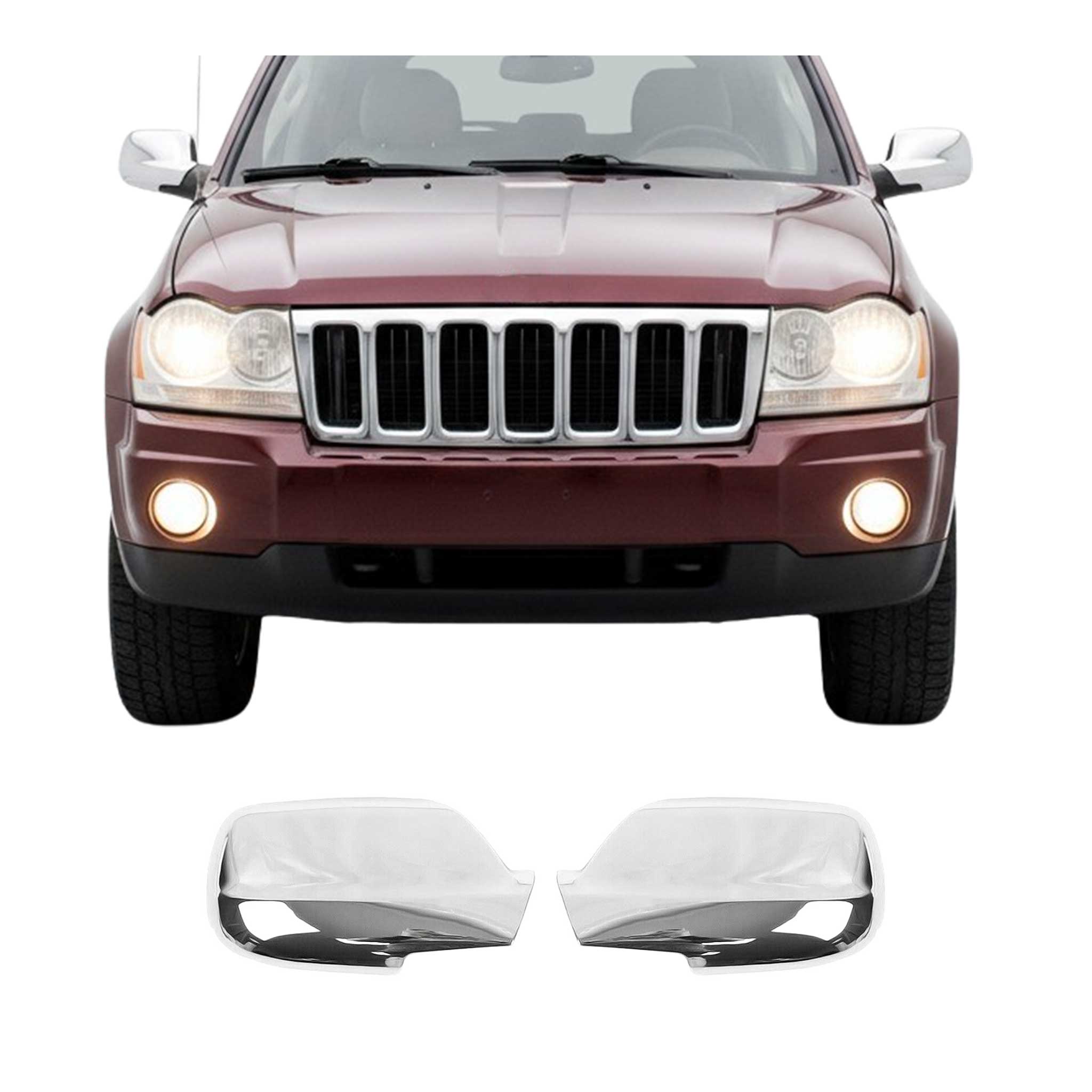 2005-2010 Jeep Grand Cherokee Side Mirror Cover Caps Chrome Silver 2 Pcs
