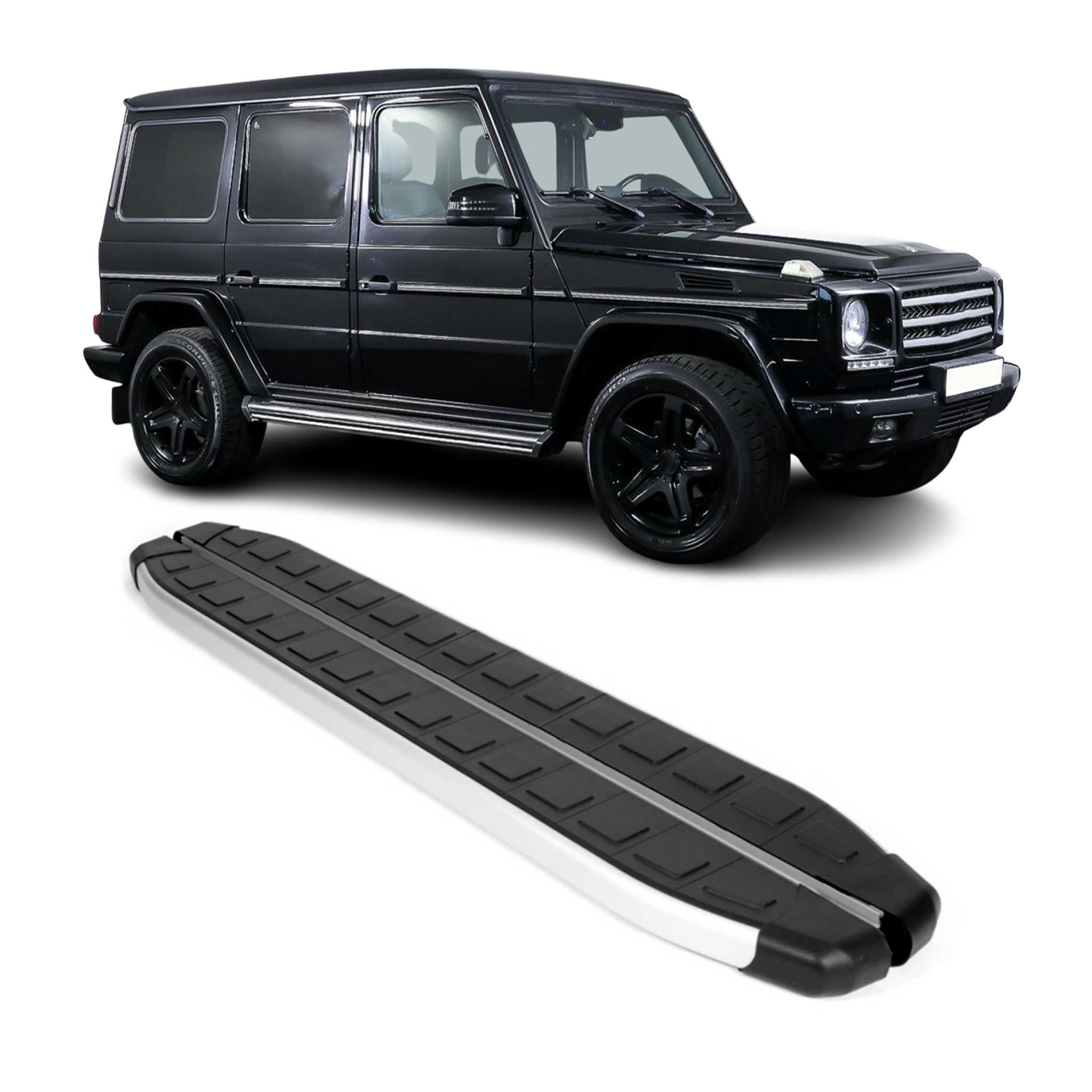 2007-2018 Mercedes G Class W463 Running Boards Side Steps Silver & Black