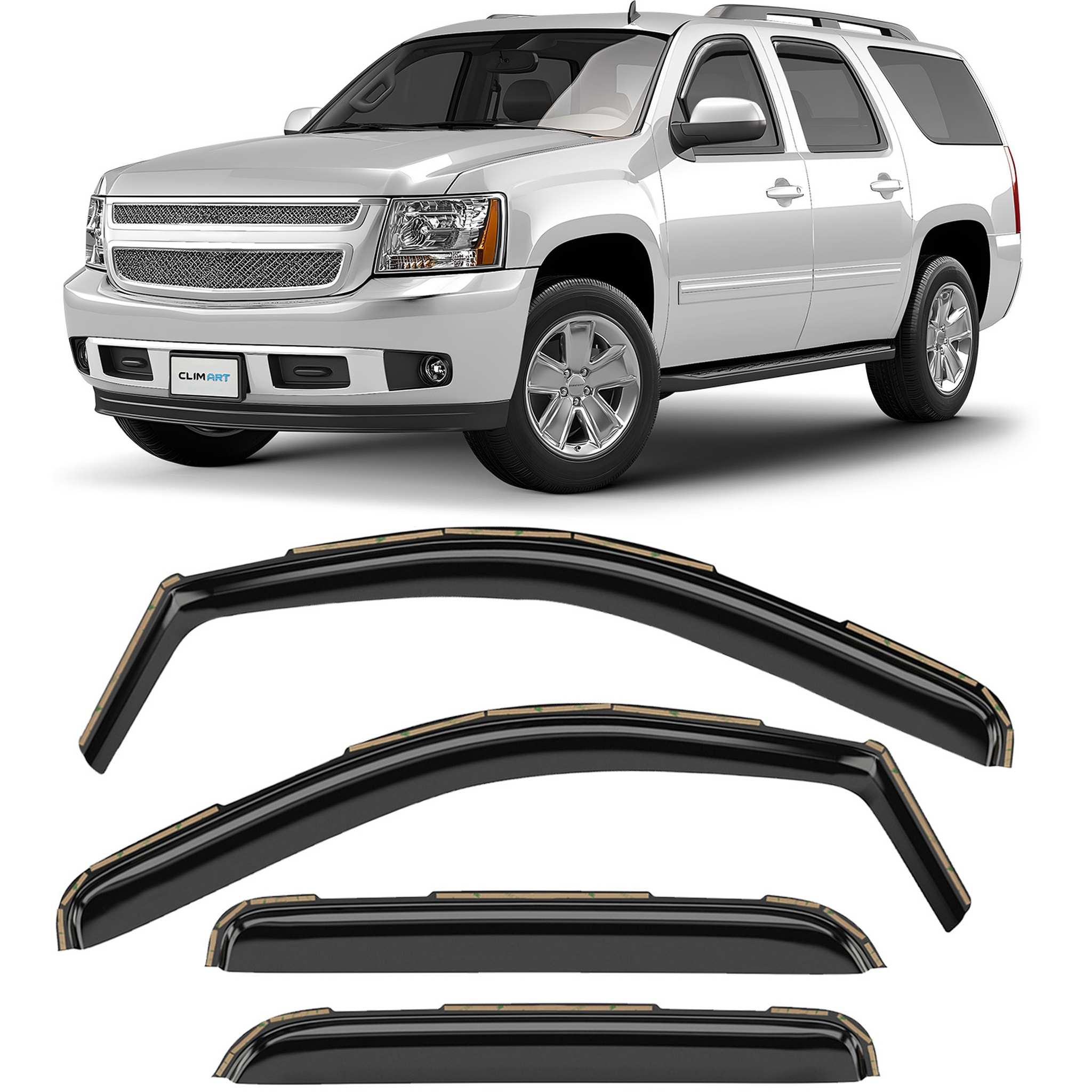 Clim Art Wind Deflectors for Chevrolet Suburban 1500 2500 2007-2014 Dark Smoke