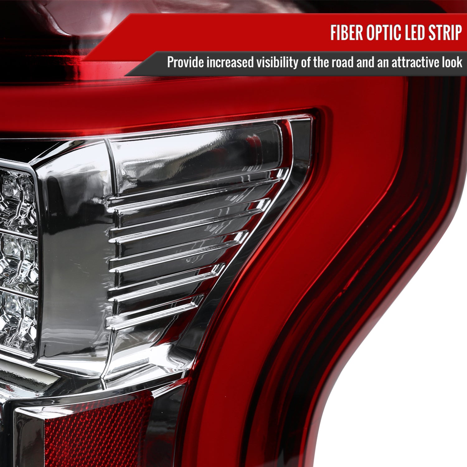 2015-2017 Ford F-150 LED Tail Lights Chrome Housing/Red Lens