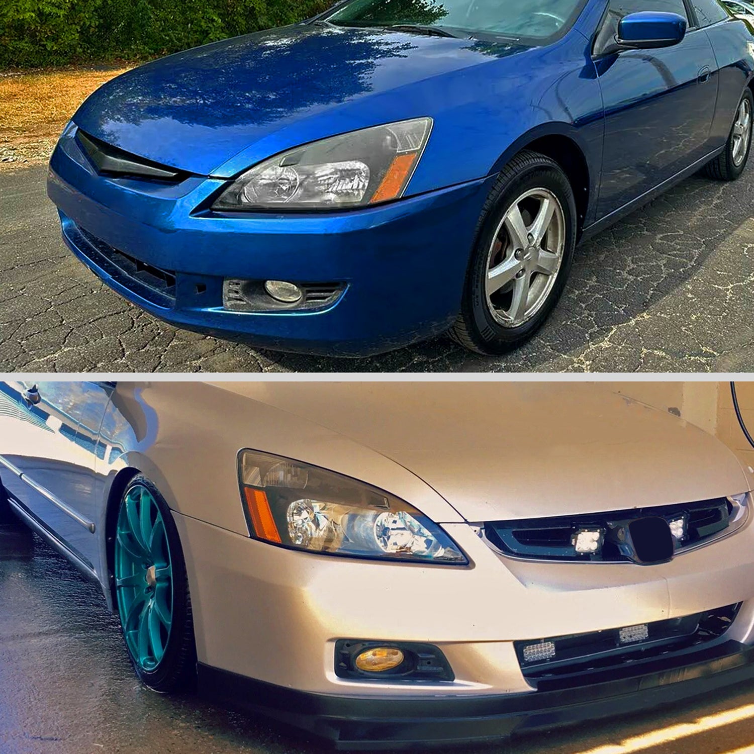 2003-2007 Honda Accord Factory Headlights w/Amber Reflector Matt Black/Clear