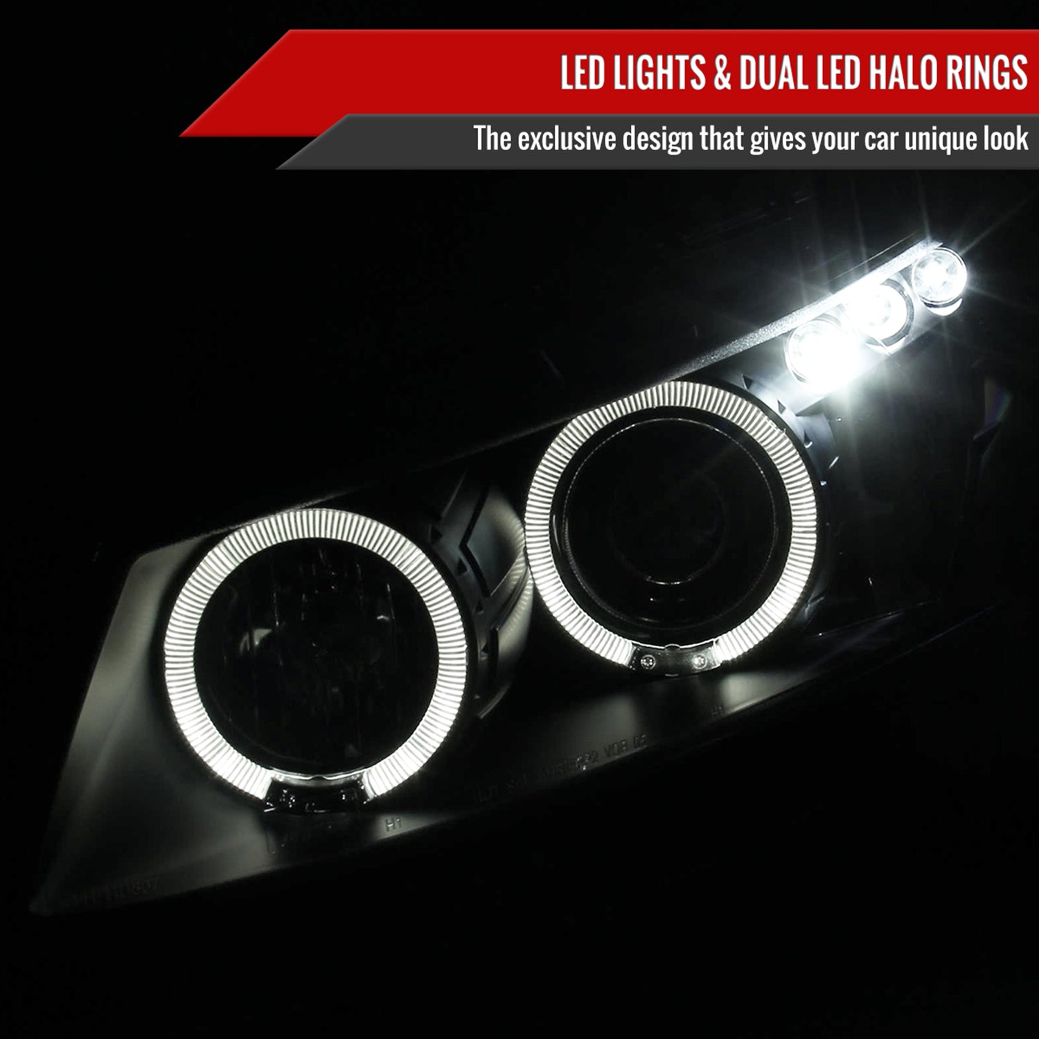 2008-2012 Honda Accord Coupe Dual Halo Projector Headlights Matte Black/Clear