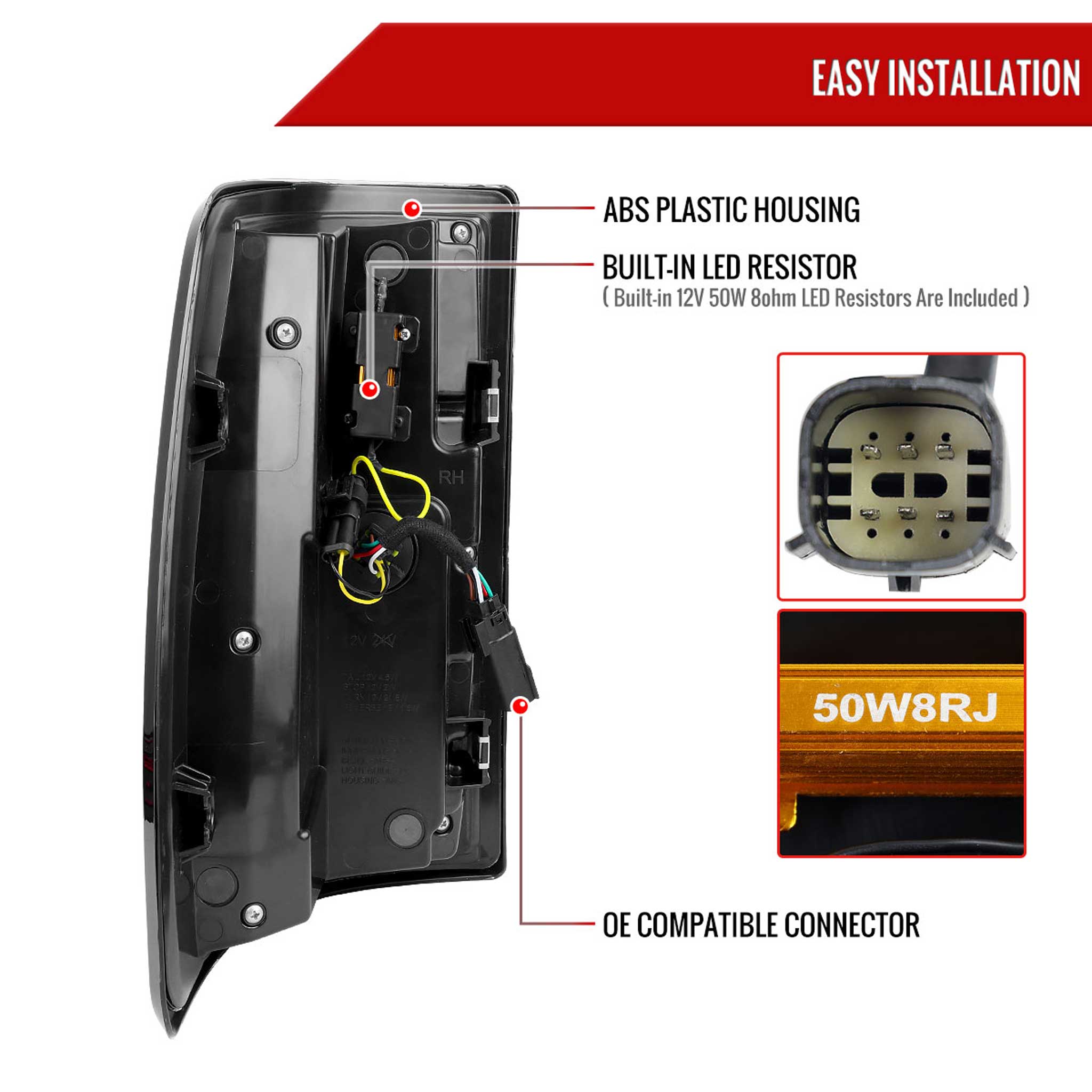 For Dodge RAM 2500/3500 2019-2024 LED Sequential Signal Tail Lights Glossy Black Housing Dark Smoked Lens