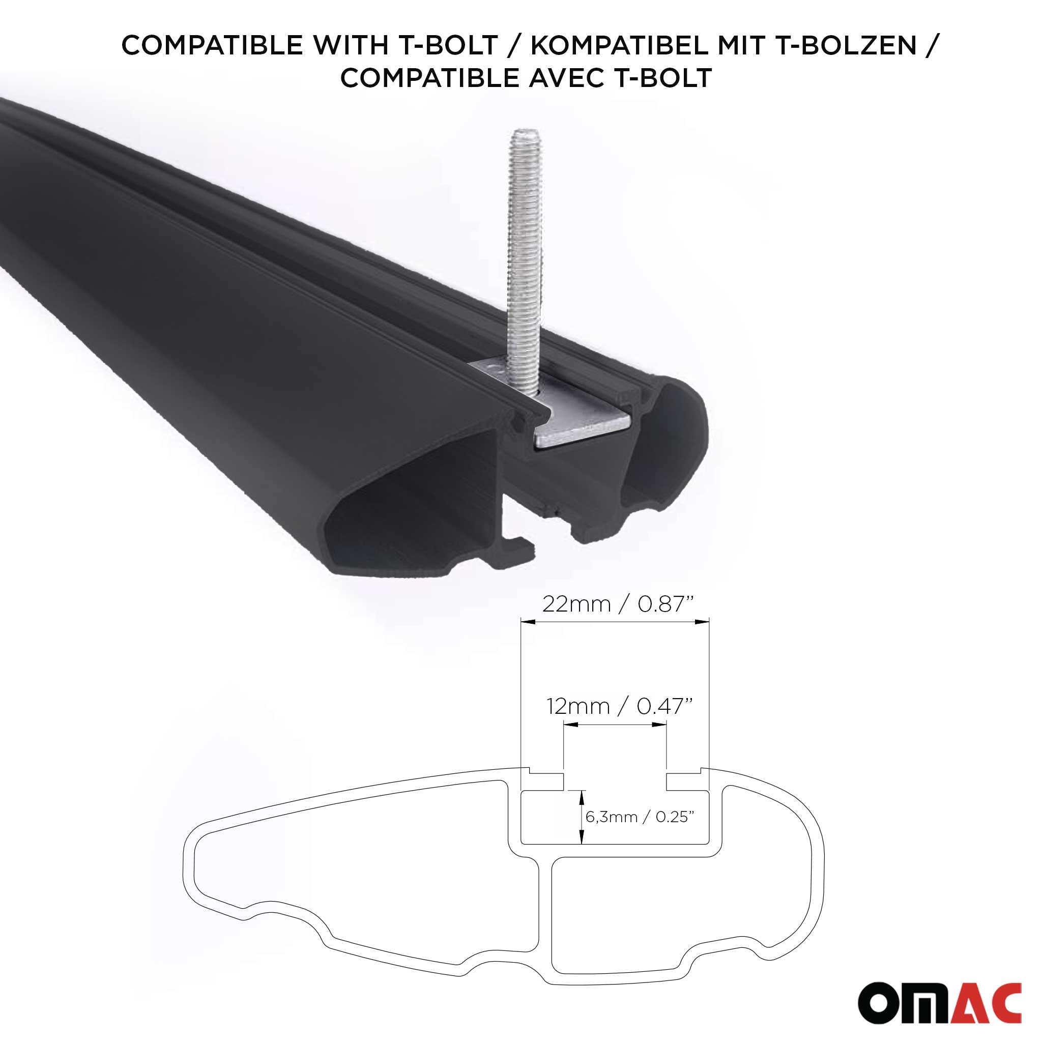 2016-2023 Fiat 500X Roof Rack Cross Bars Black