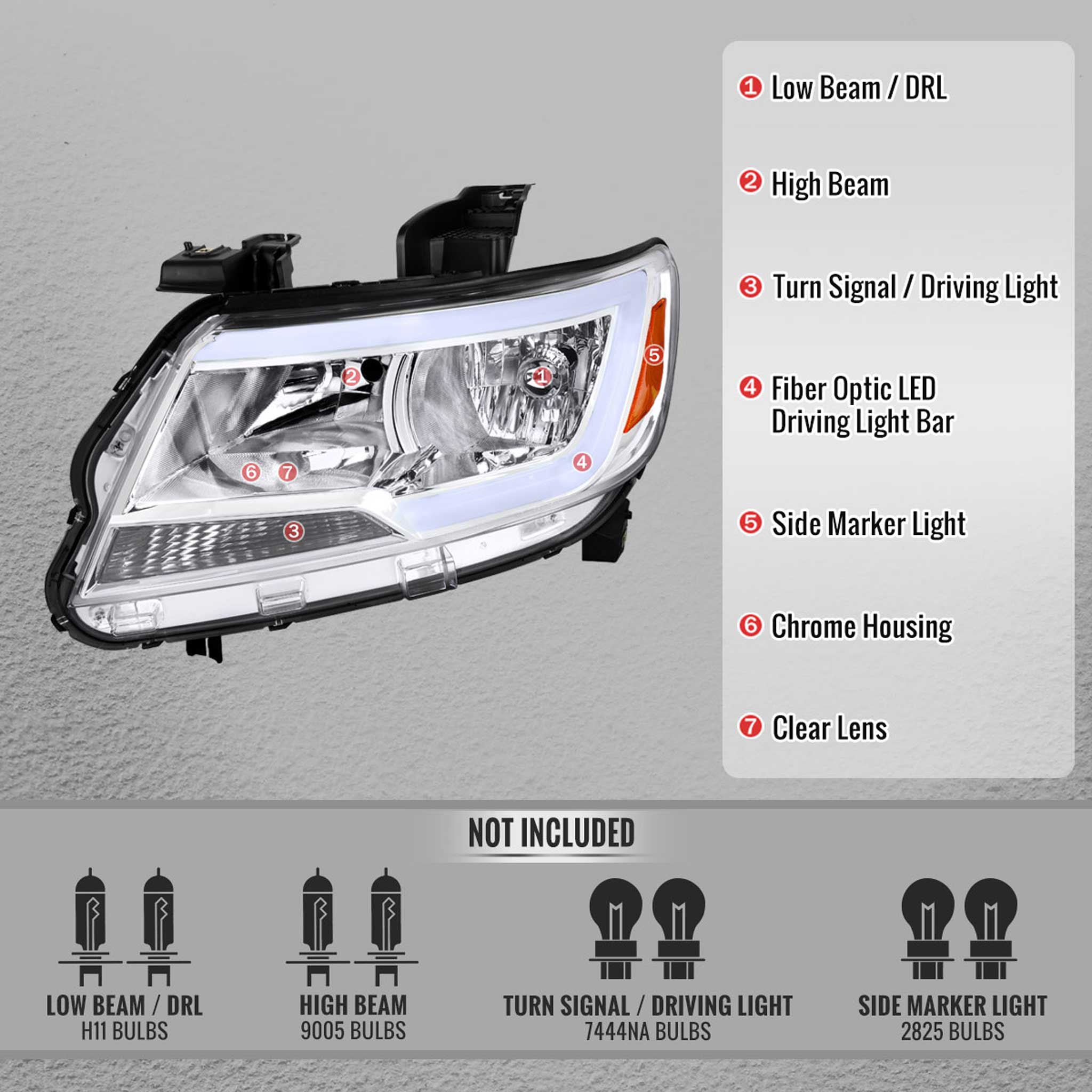 For Chevrolet Colorado 2015-2022 Headlights Switchback LED Bar Turn Signal Chrome Housing Clear Lens