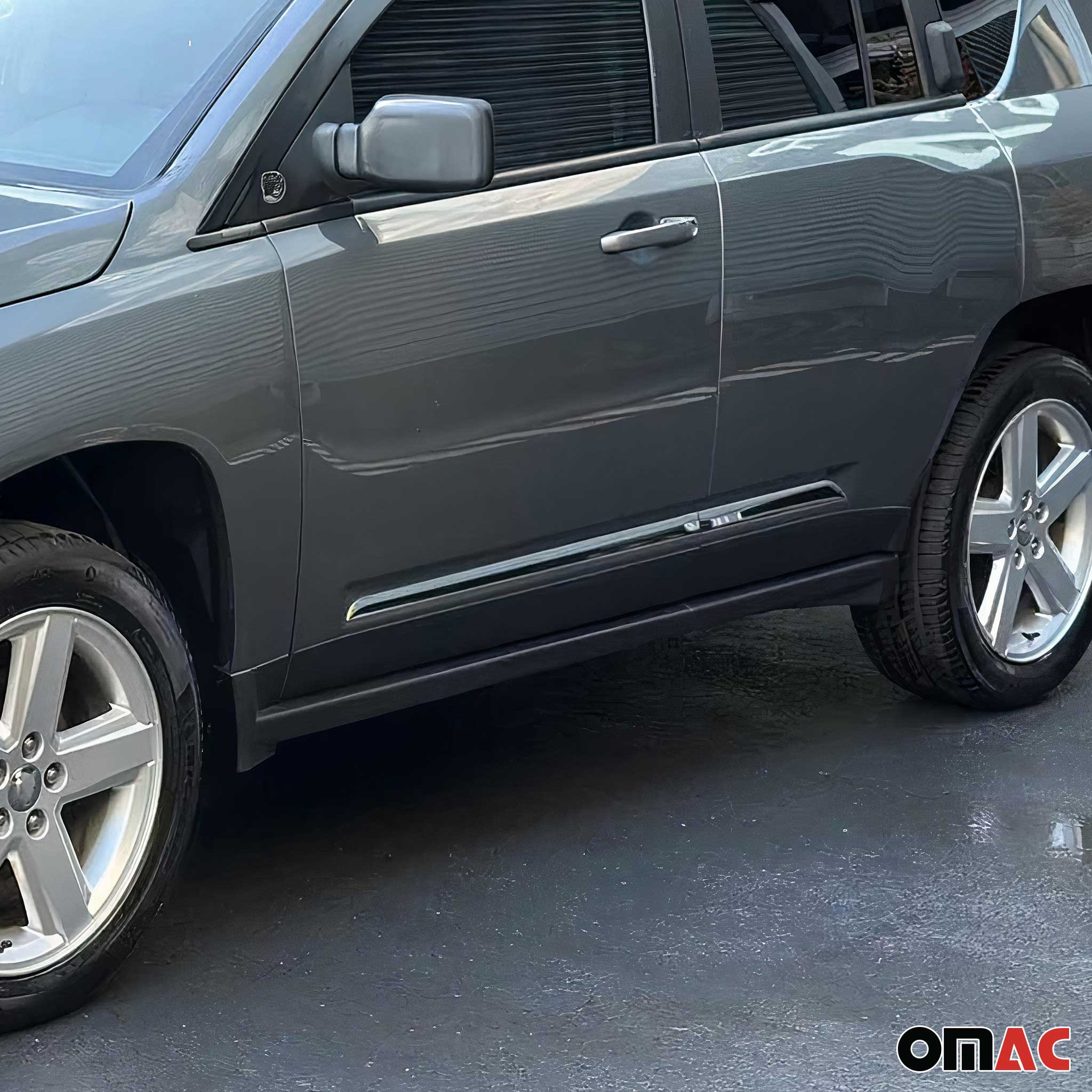 2006-2017 Jeep Compass Side Door Molding Trim Skirt Garnish Stainless Steel 4 Pcs