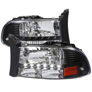 1997-2004 Dodge Dakota/ 1998-2003 Durango LED Factory Crystal Headlights Black