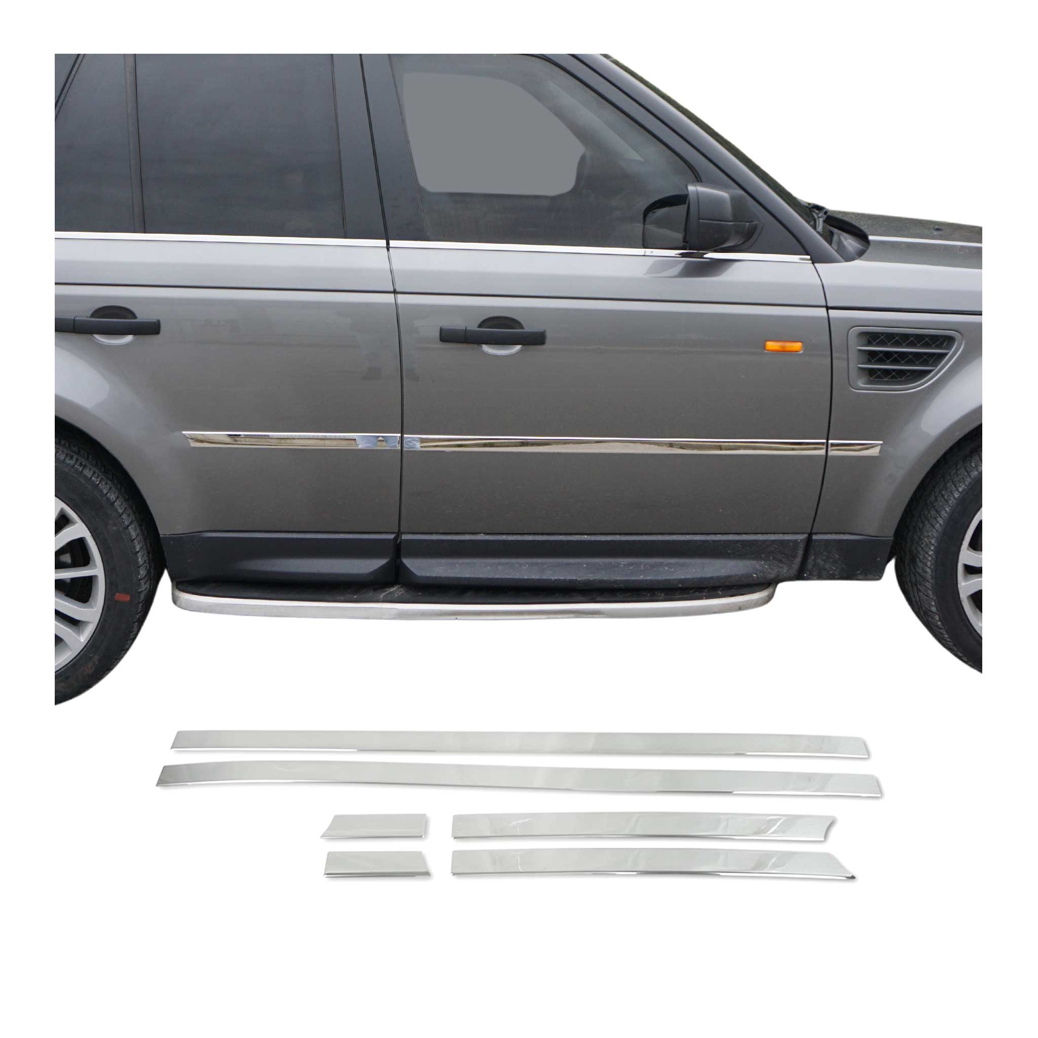 2006-2009 Land Rover Range Rover Sport Side Door Molding Trim Stainless Steel Silver