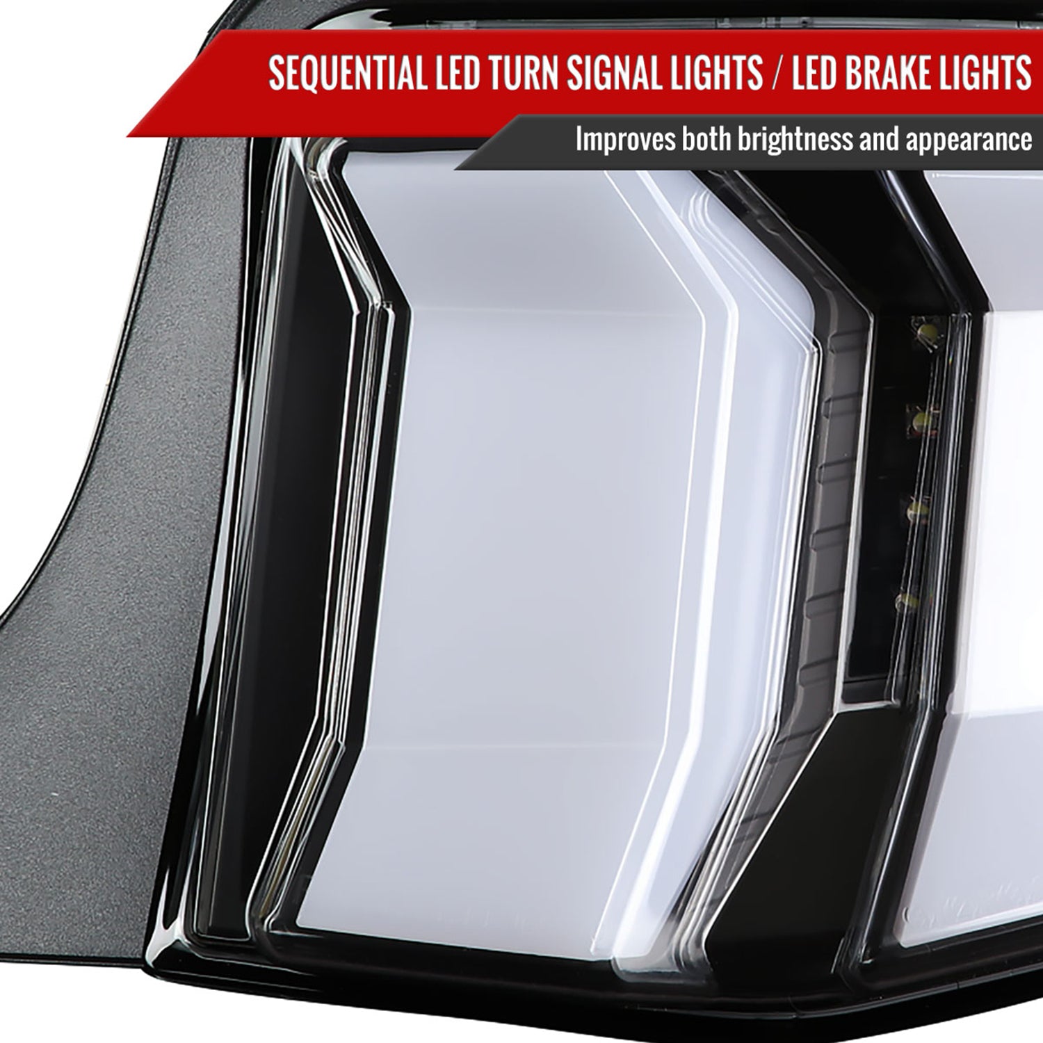 2010-2012 Ford Mustang Sequential LED Tail Lights Matte Black/Clear Lens