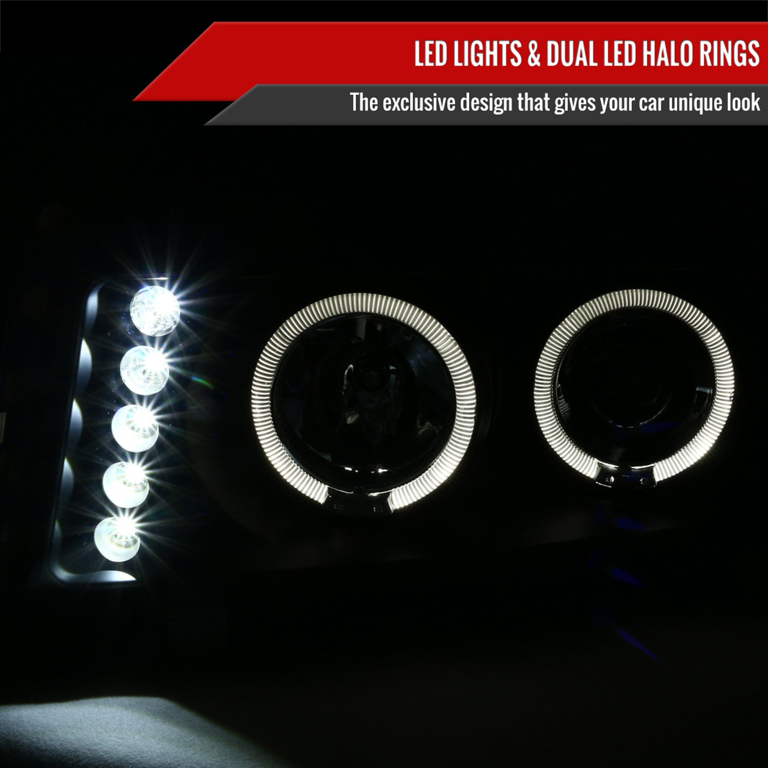 2004-2012 Chevy Colorado/ GMC Canyon Dual Halo Projector Headlights Matt Black