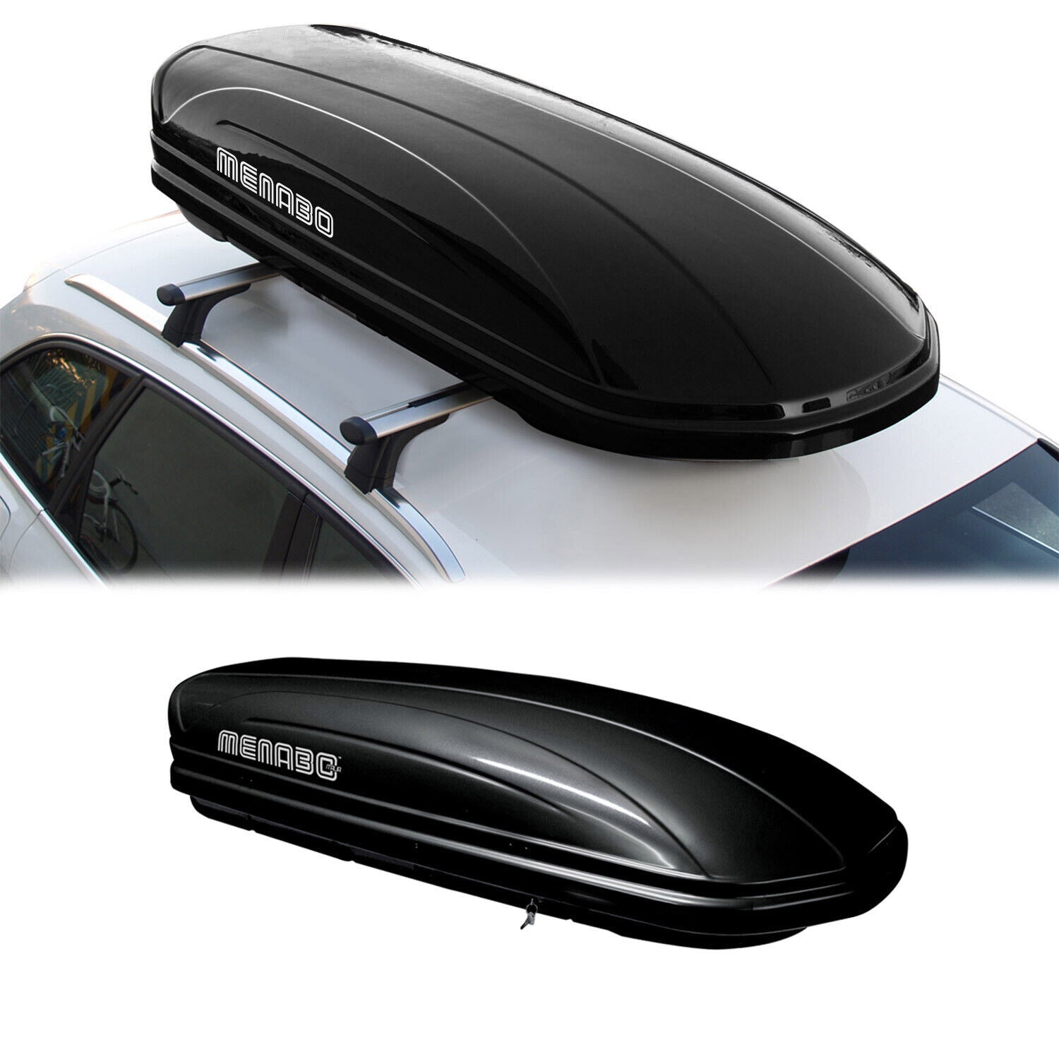 MENABO Roof Box Rooftop Cargo Carrier 11 Cubic Storage Box Black Universal