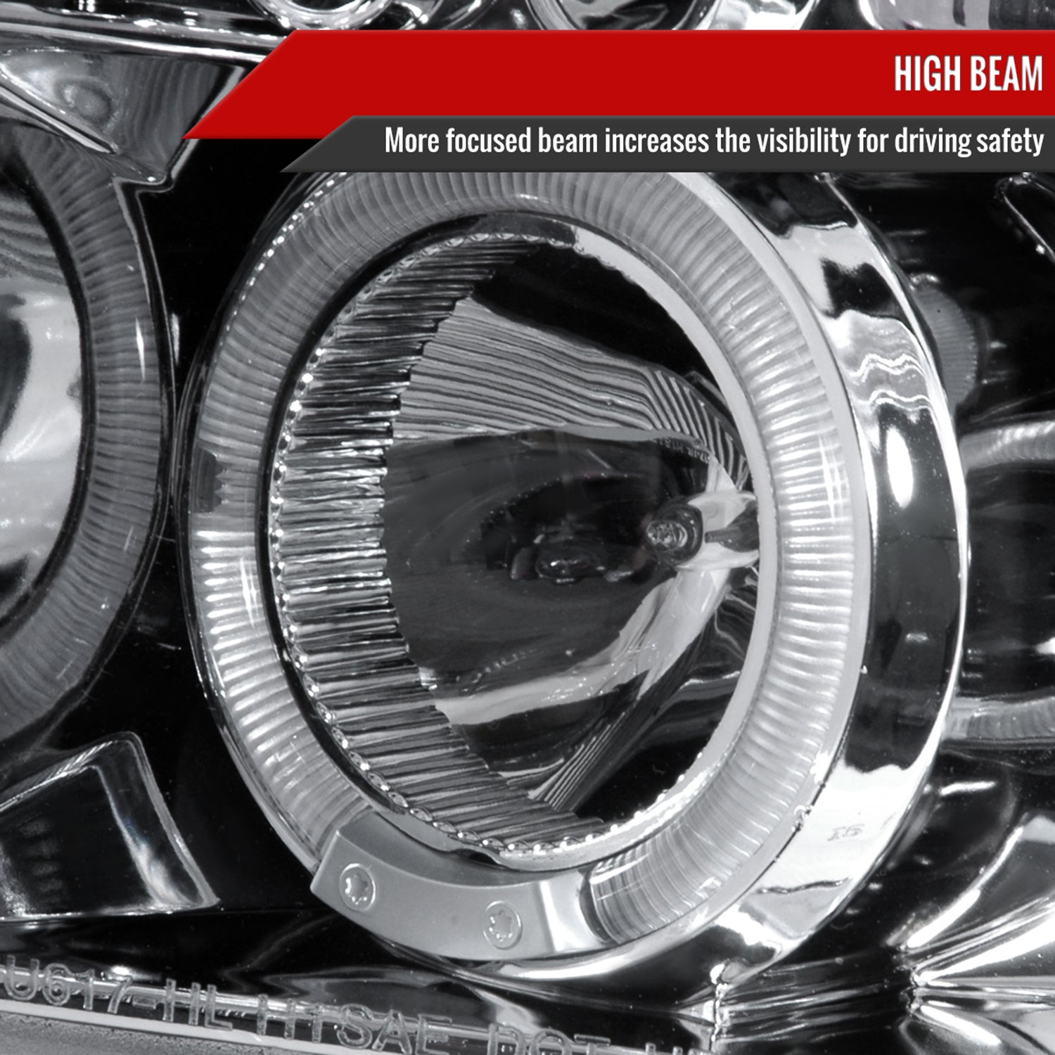 1994-2001 Dodge RAM 1500 2500 3500 Dual Halo Projector Headlights Chrome/Clear