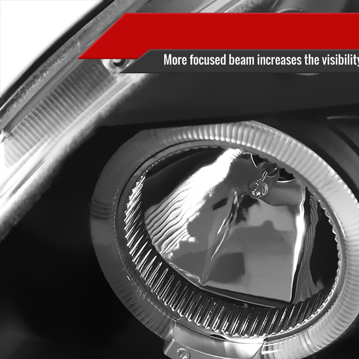 1996-1998 Honda Civic Dual Halo Projector Headlights Matte Black/Clear Lens