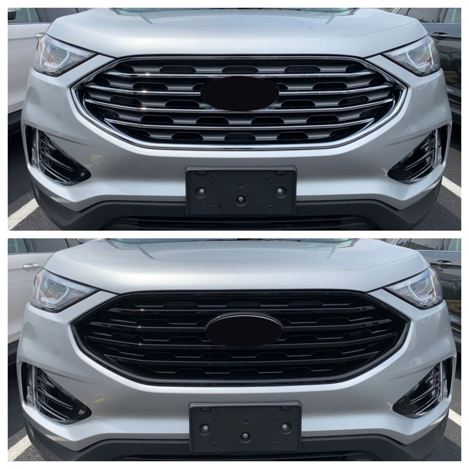 2019-2022 Ford Edge Grille Overlay Gloss Black 1Pcs ABS Plastic