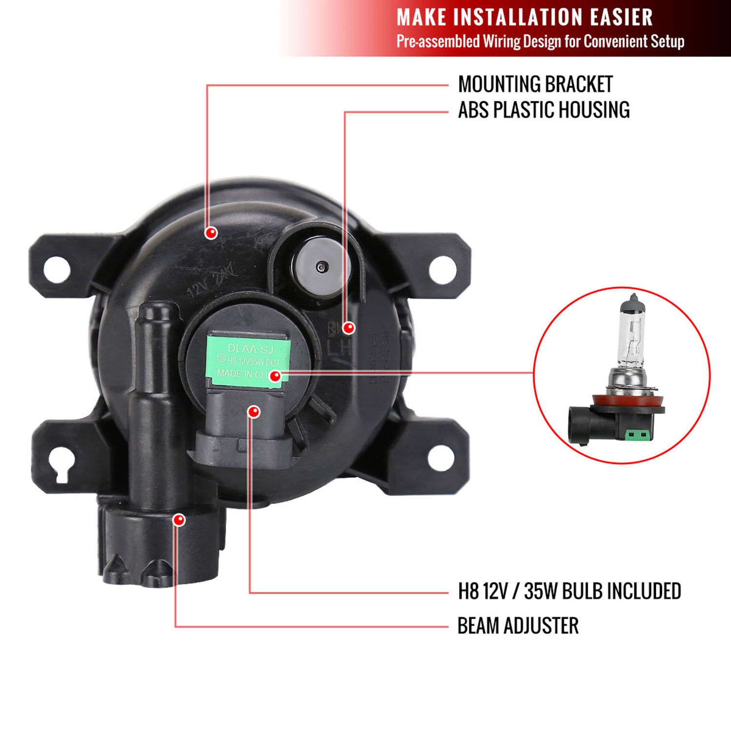 2017-2020 Jeep Compass H8 Fog Lights Kit Chrome Housing/Clear Lens