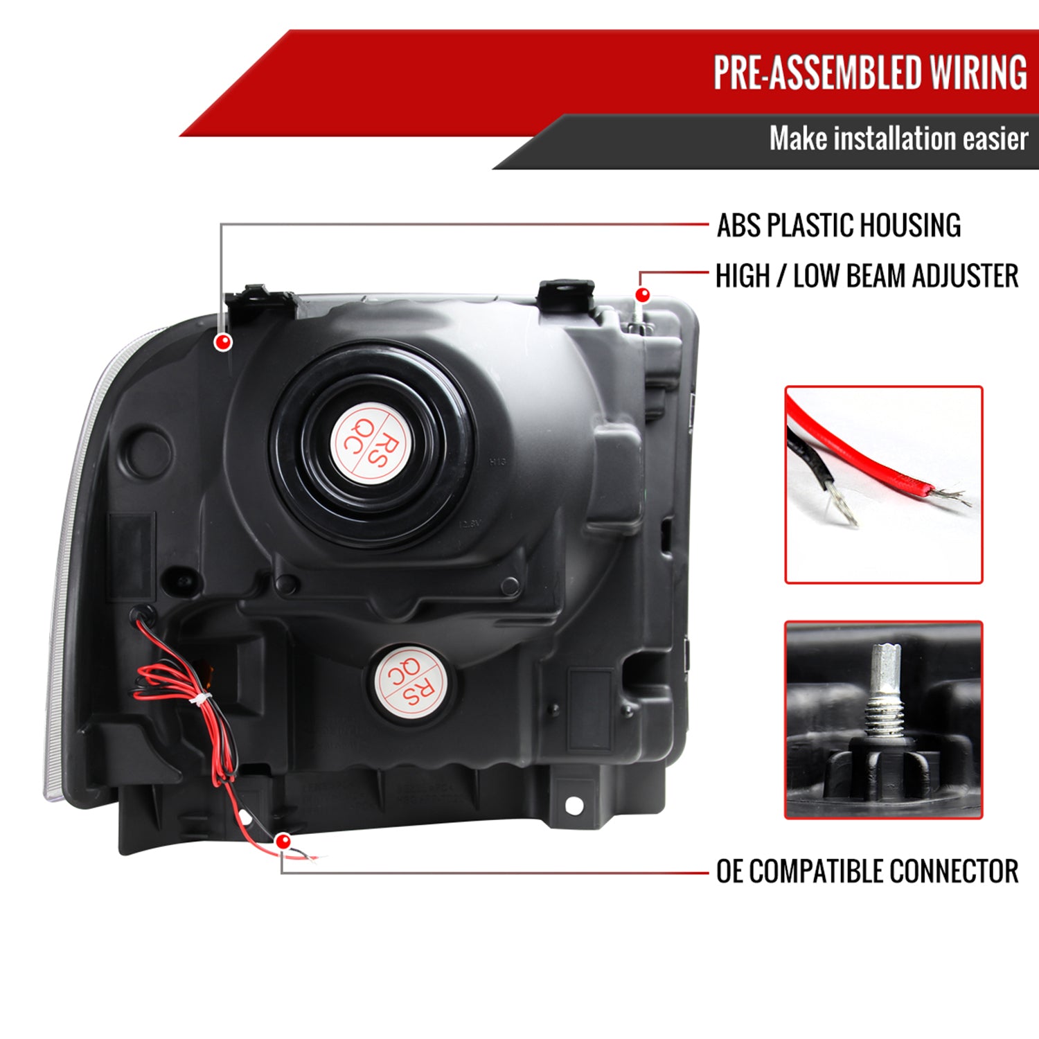 2005-2007 Ford F-250/350/450/550/Excursion Crystal Headlights LED Light Smoke