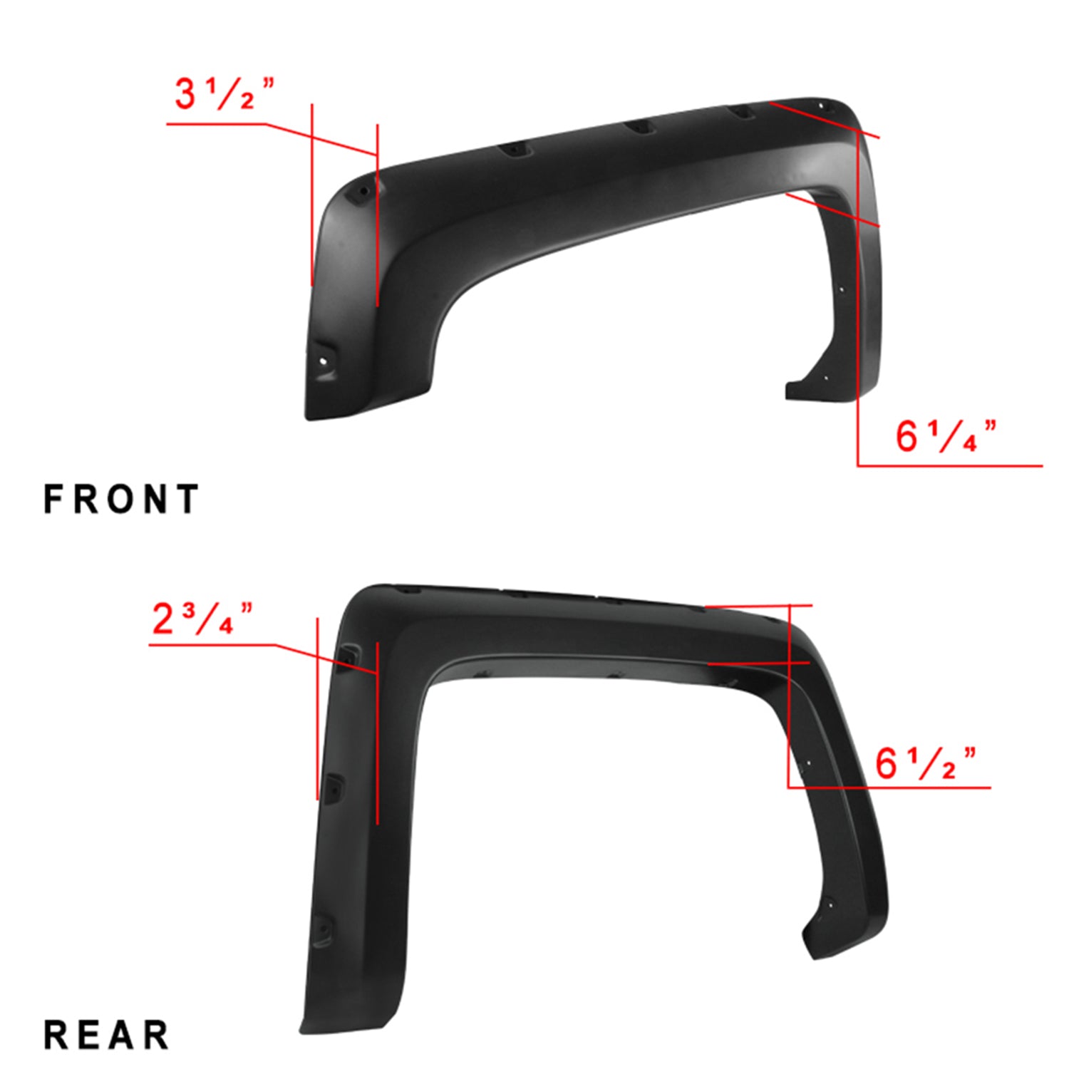 2014-2018 Chevy Silverado 2500HD/3500HD Fleetside Smooth Rivet Fender Flares