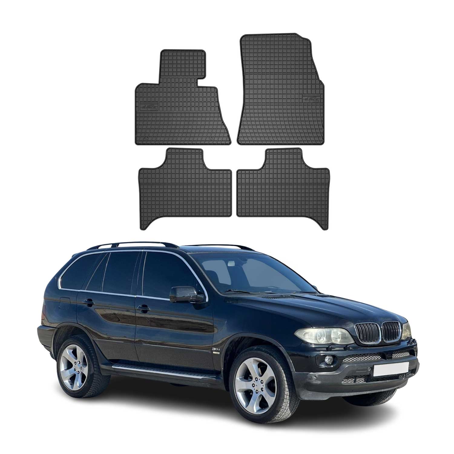 2000-2006 BMW X5 E53 Floor Mats Liners Full Set All Weather Rubber Black